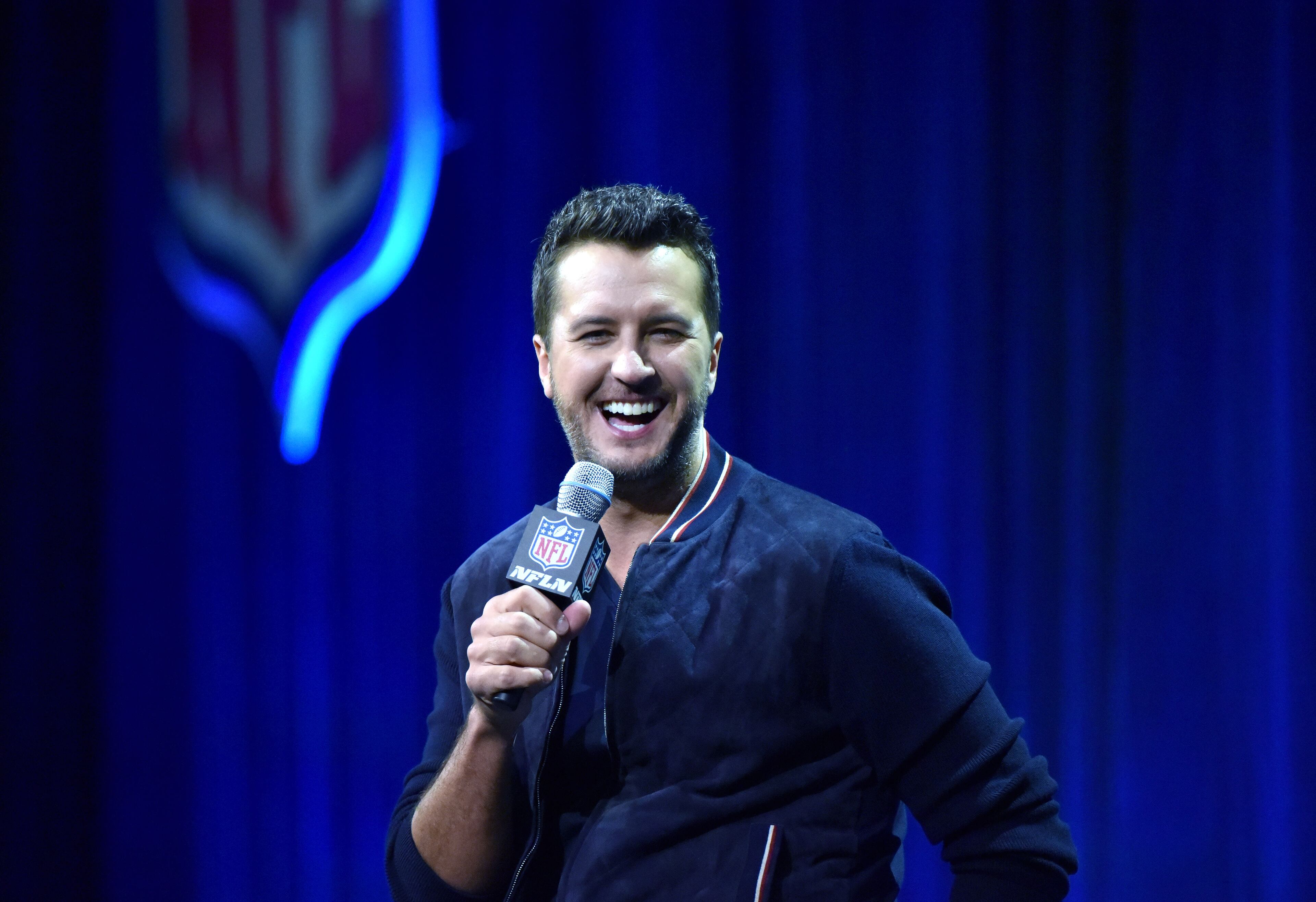 Luke Bryan speaks during Thursday's press conference.
