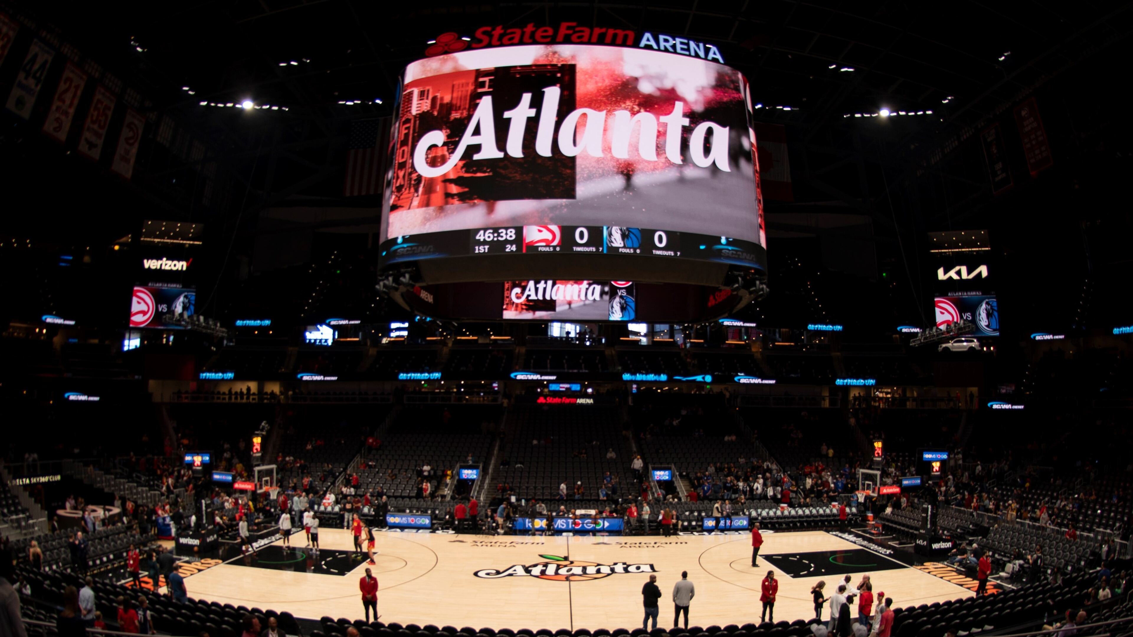 State Farm Arena is viewed before an NBA basketball game between the Atlanta Hawks and the Dallas Mavericks, Sunday, April 2, 2023, in Atlanta.