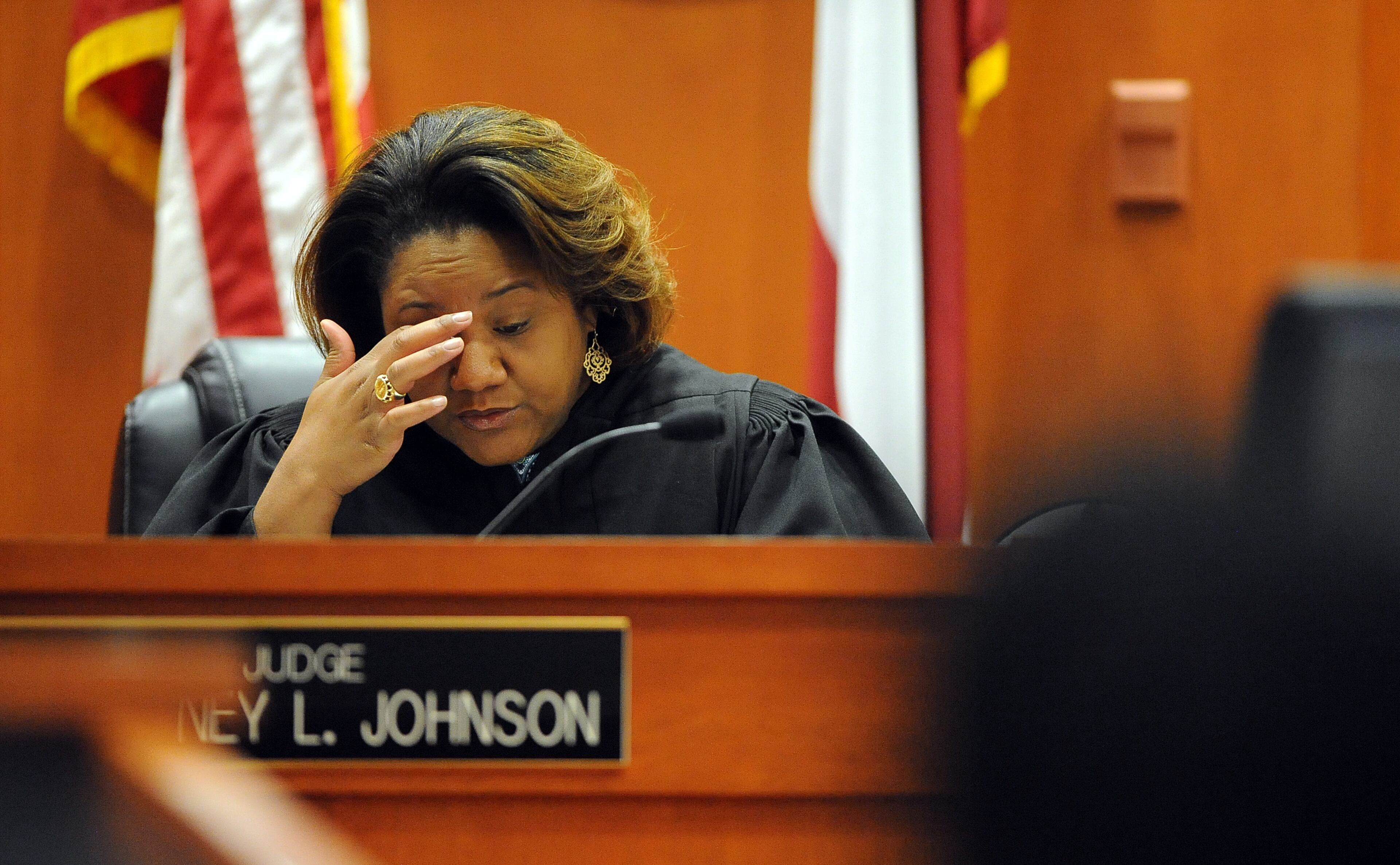UPDATE: On July 1, Burrell Ellis was found guilty on three counts of perjury and one count of attempt to extort out of nine total counts against him. June 30 -- DeKalb Superior Court Judge Courtney L. Johnson responds to a question from the jury as deliberations continue for a fifth day in the retrial of embattled DeKalb CEO Burrell Ellis before Superior Court Judge Courtney Johnson Monday, June 30, 2015.