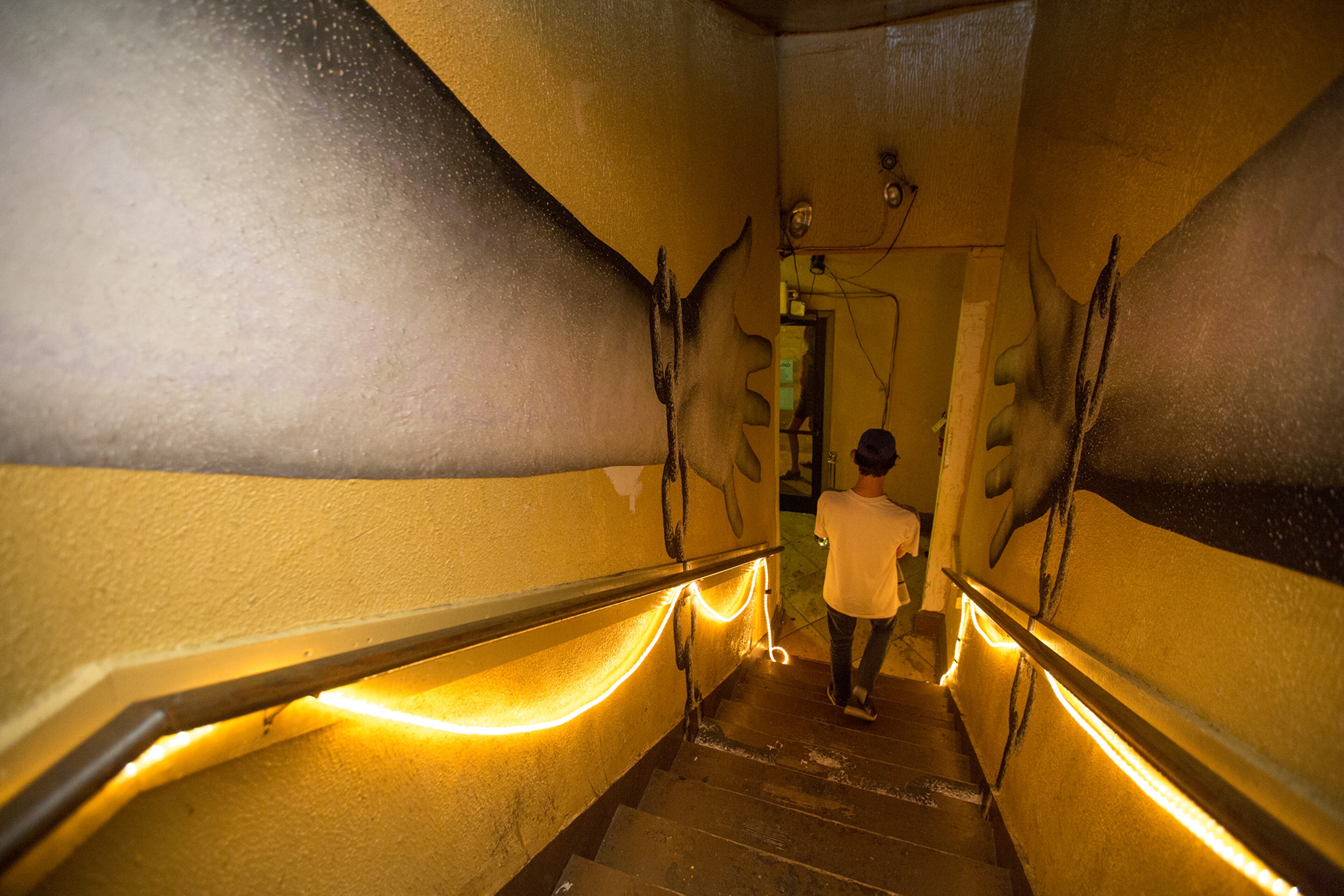 The Mammal Gallery exits onto Broad Street in southwest downtown Atlanta. The art and performance gallery hosts the un sound choreographed performance, a silent performance where audience is asked to arrive and stay silent. The performance ran about a month.