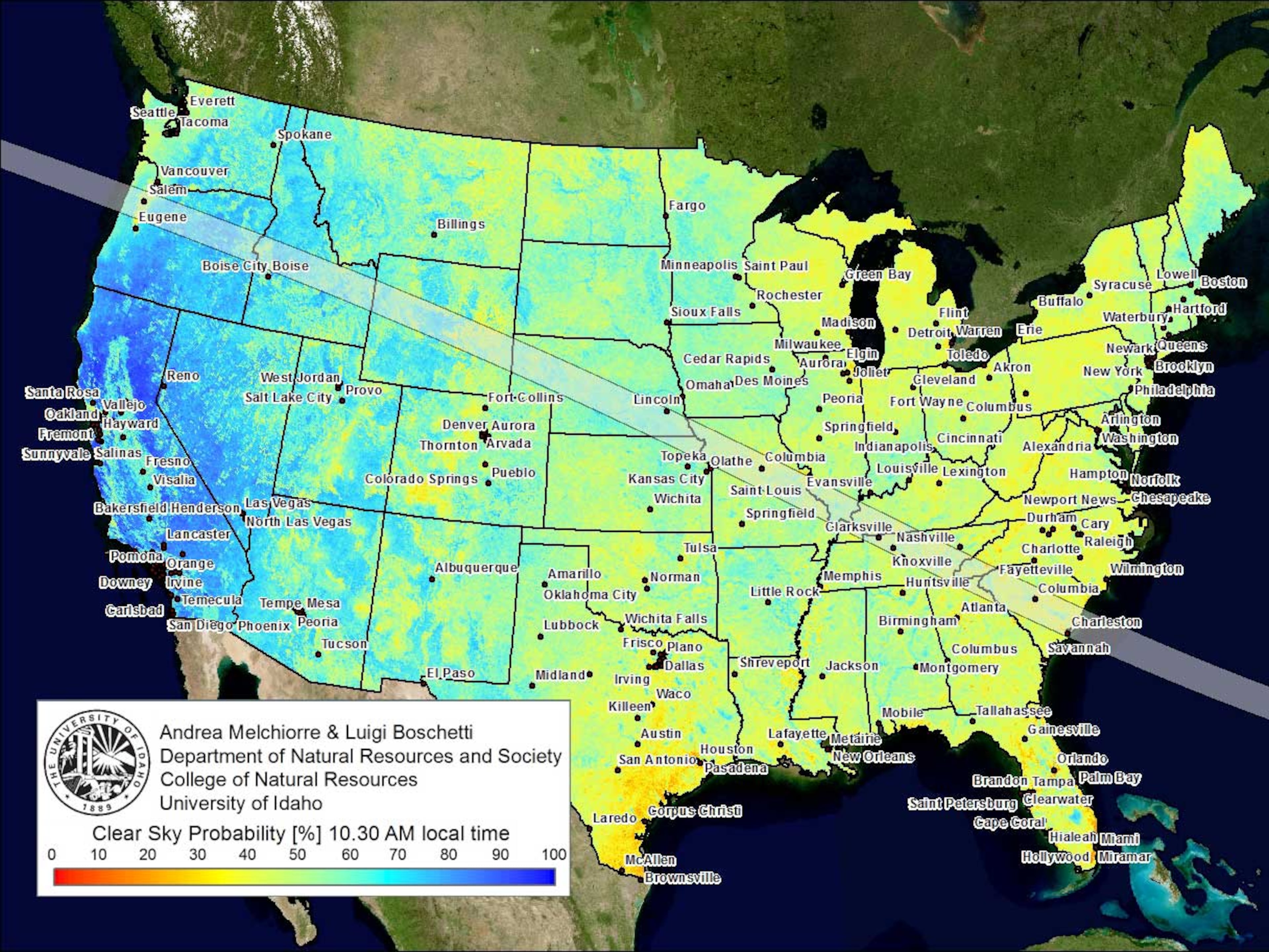 The Clear Sky Probability Map, developed by University of Idaho researchers.