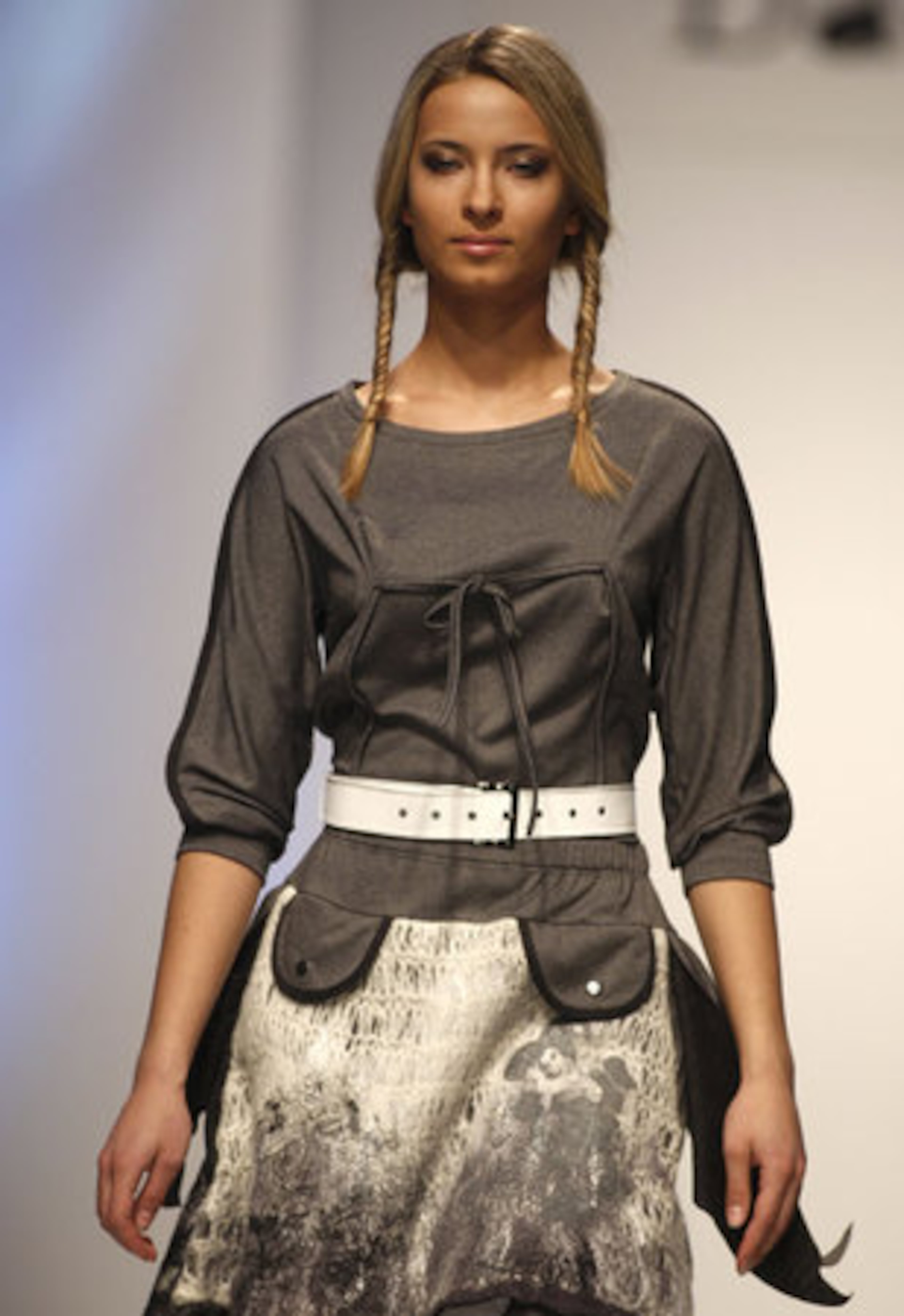 Marina Davidova models donned pigtails at the show.
