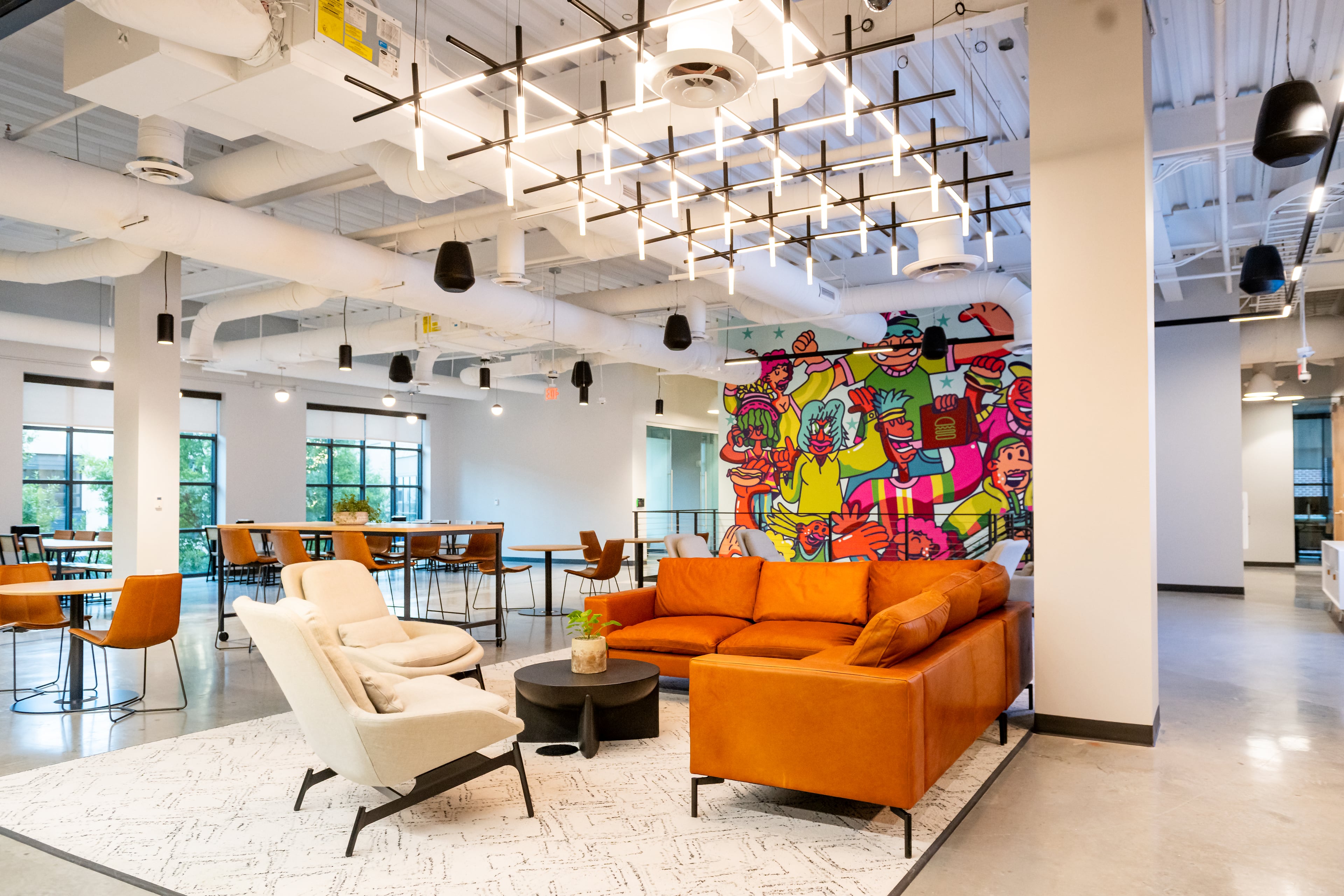 A gathering space inside Shake Shack's new office at The Battery Atlanta in Cobb County. (Courtesy of Shake Shack)