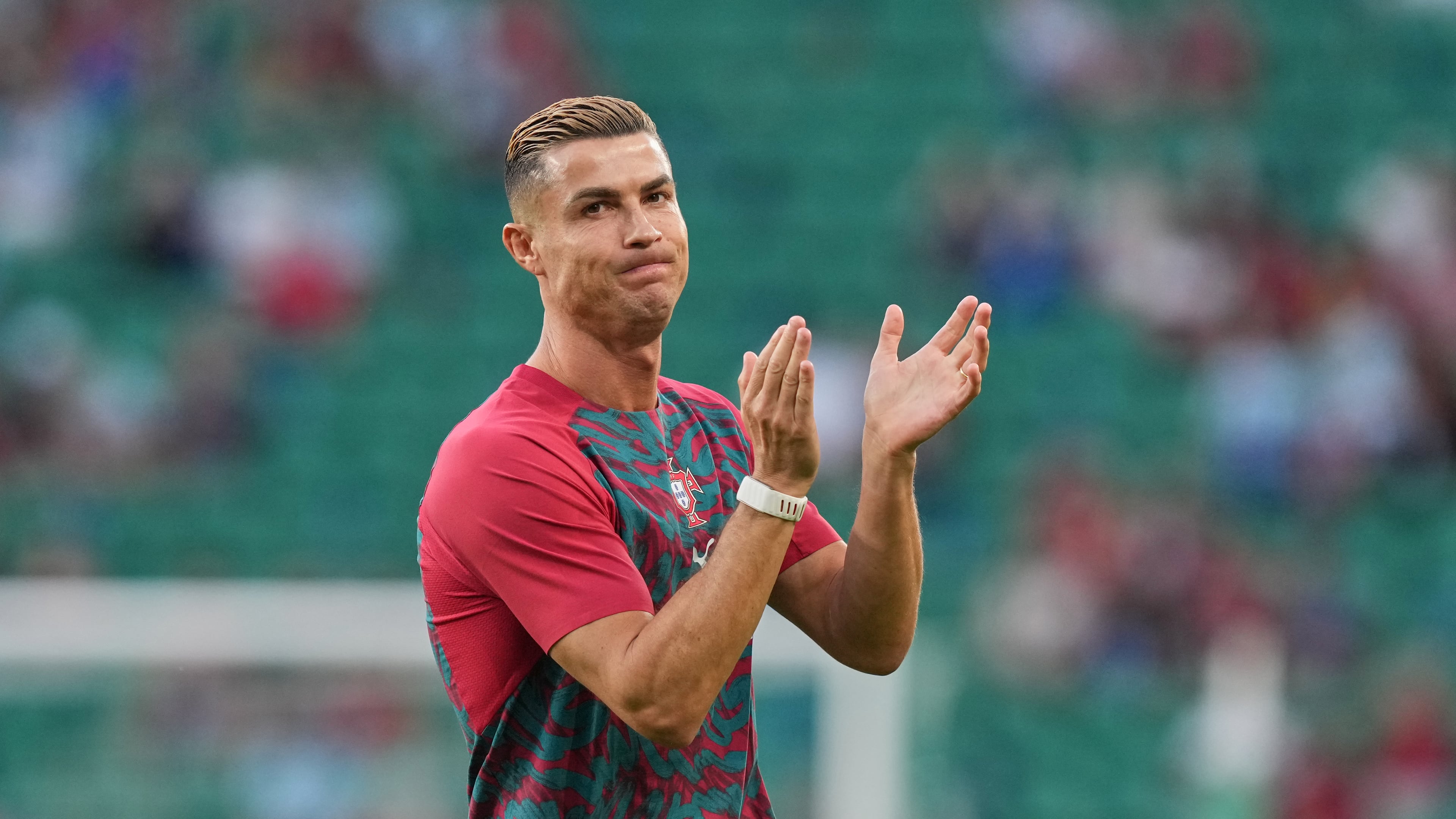Portugal's Cristiano Ronaldo applauds the fans ahead of the start of the Nations League soccer match between Portugal and Wales in Lisbon, Thursday, Sept. 24, 2026. (AP Photo/Armando Franca)