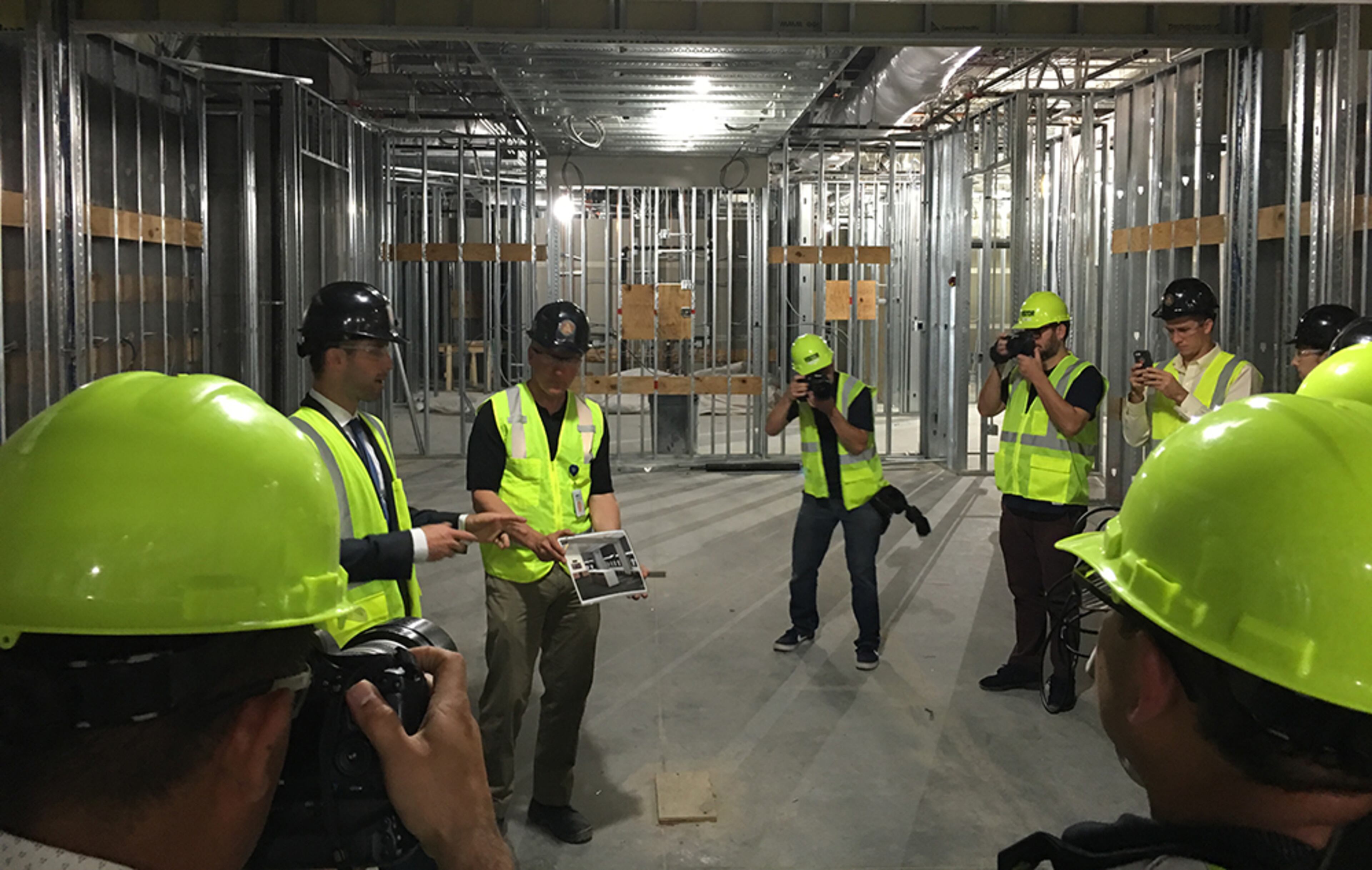 The player’s locker room. Lockers will be along the perimeter with a table in the middle that the players can use. There will be LED lighting installed that is dimmable and can change colors to affect the players’ circadian rhythms. The room will feature a movable wall down the middle. There will also be a drop down monitor from an adjacent wall, as well as TVs.