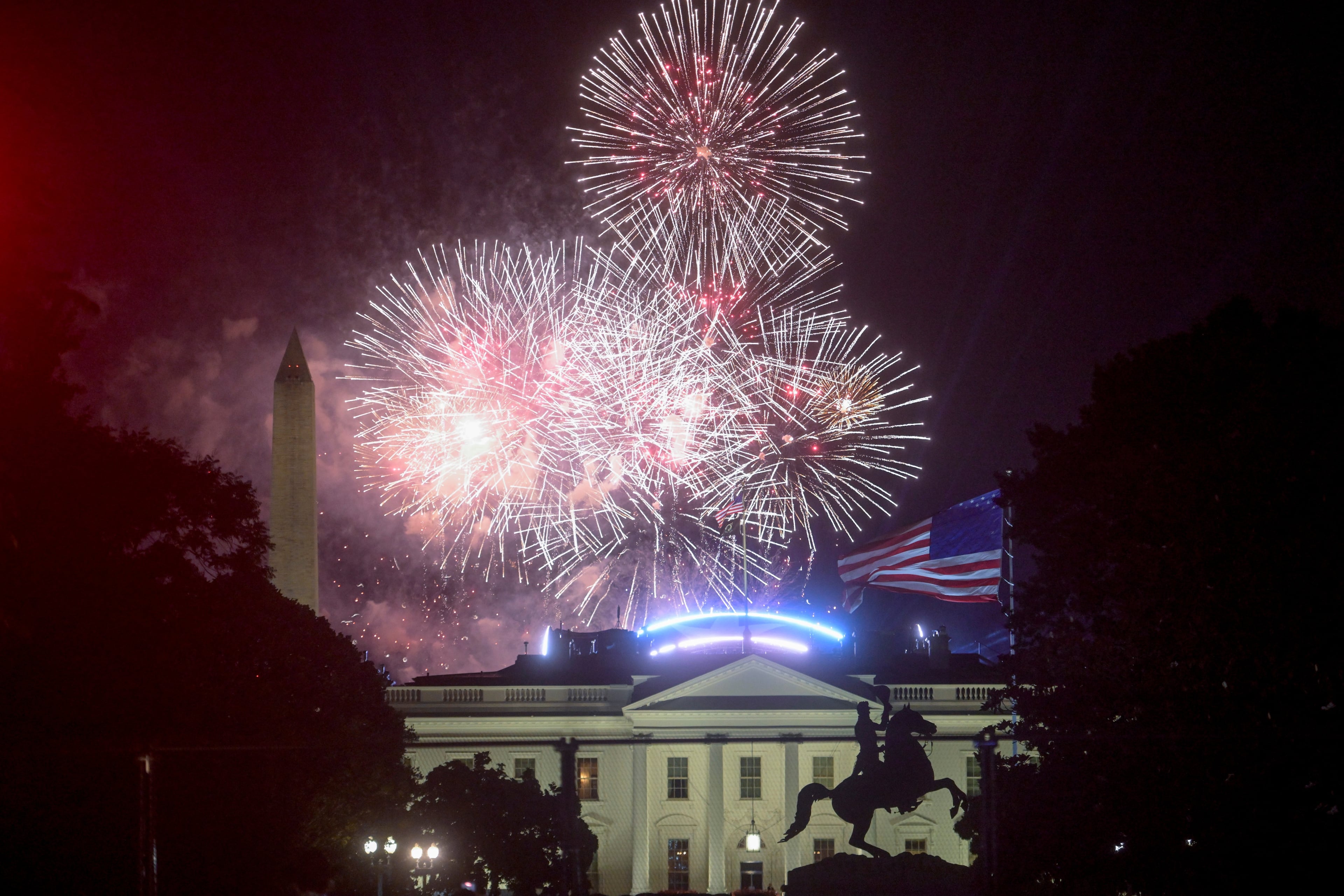 Fireworks explode above the White House during the UFC Freedom 250 fights on the South Lawn in Washington on Monday, June 15, 2026. (Rod Lamkey Jr./AP)