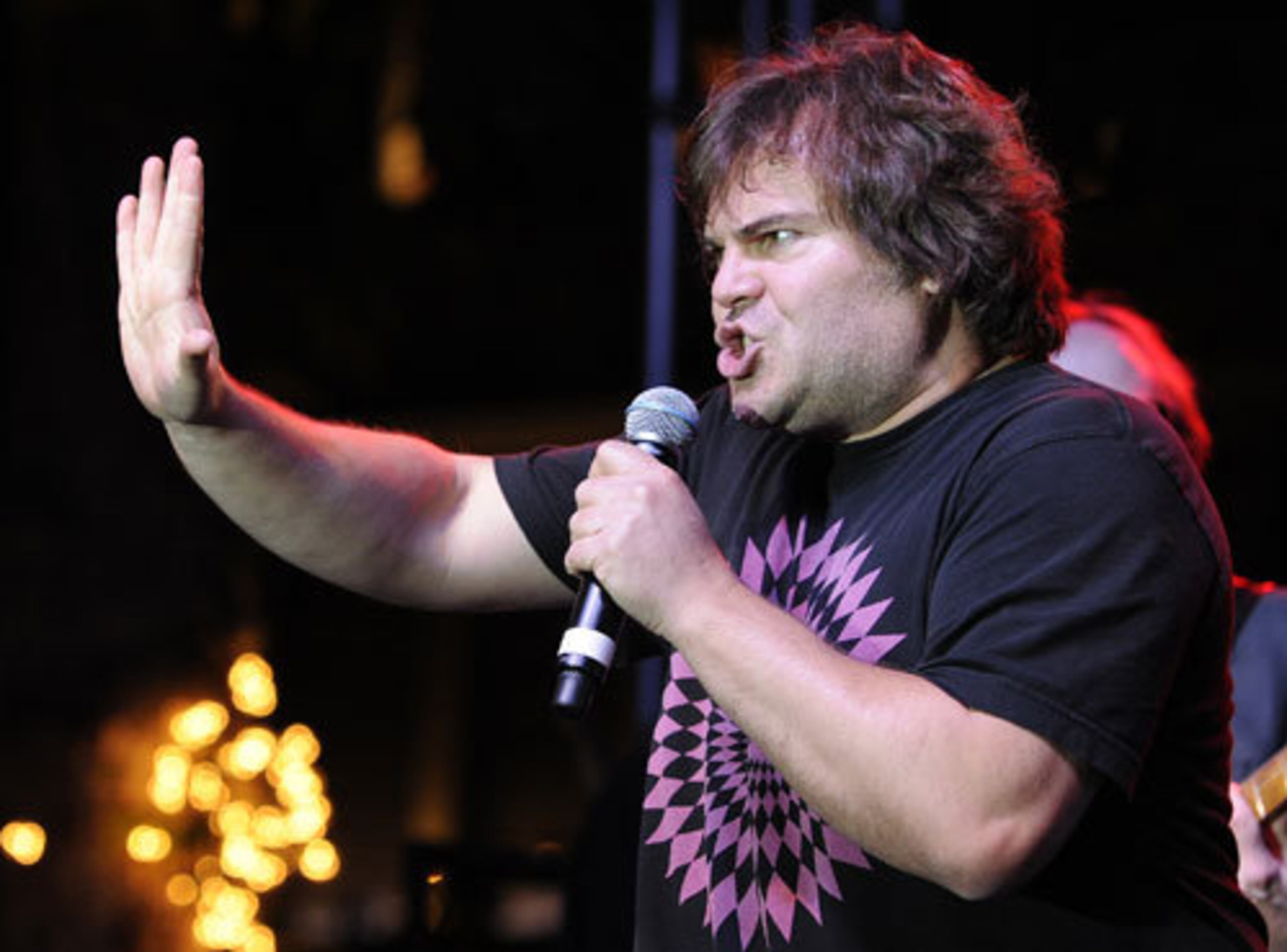 Jack Black speaks to the audience at the Autism is Awesomism event.