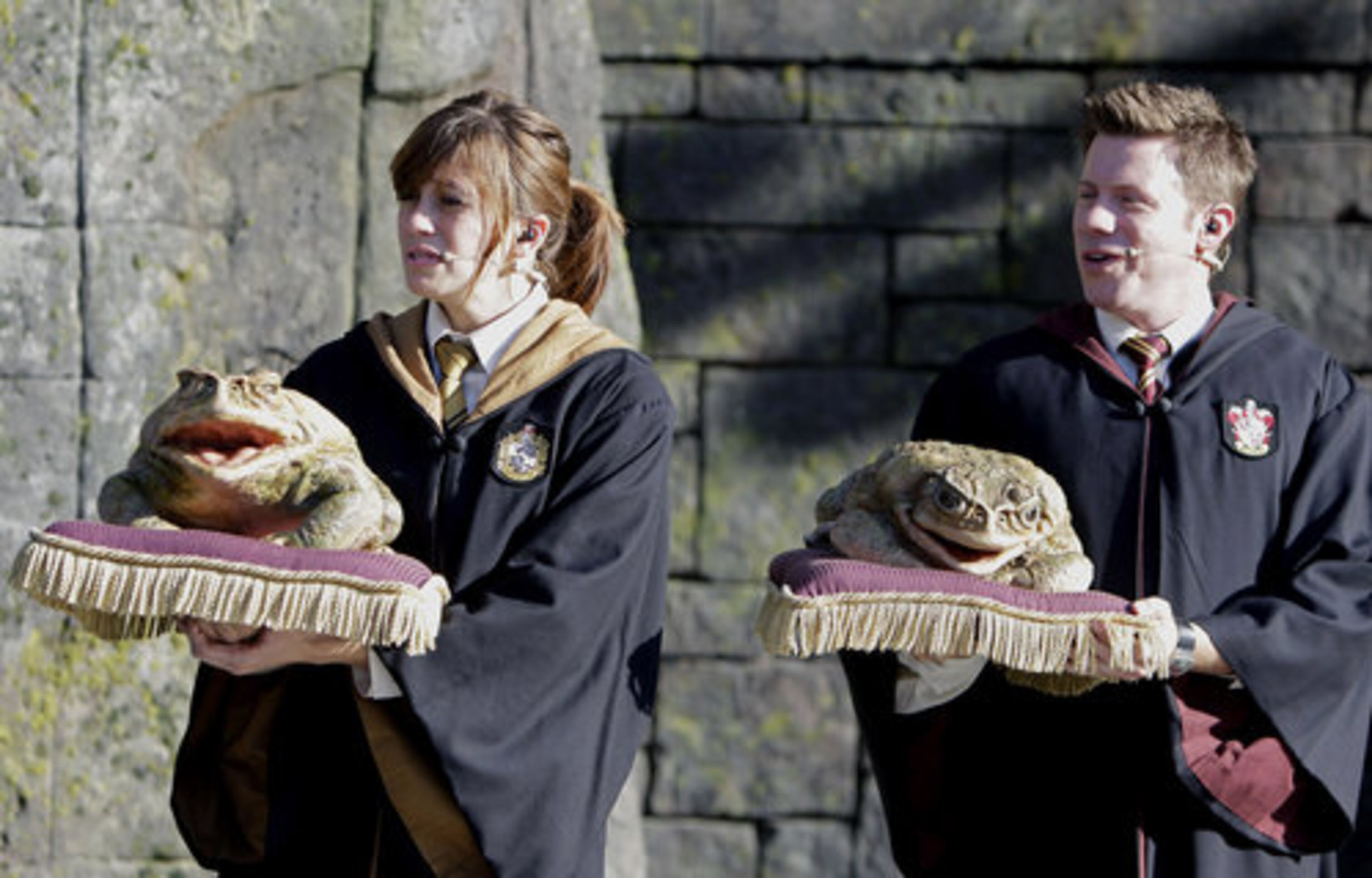 Members of the Hogwarts Choir sing for guests at The Wizarding World of Harry Potter at Universal Orlando theme park in Orlando, Fla.