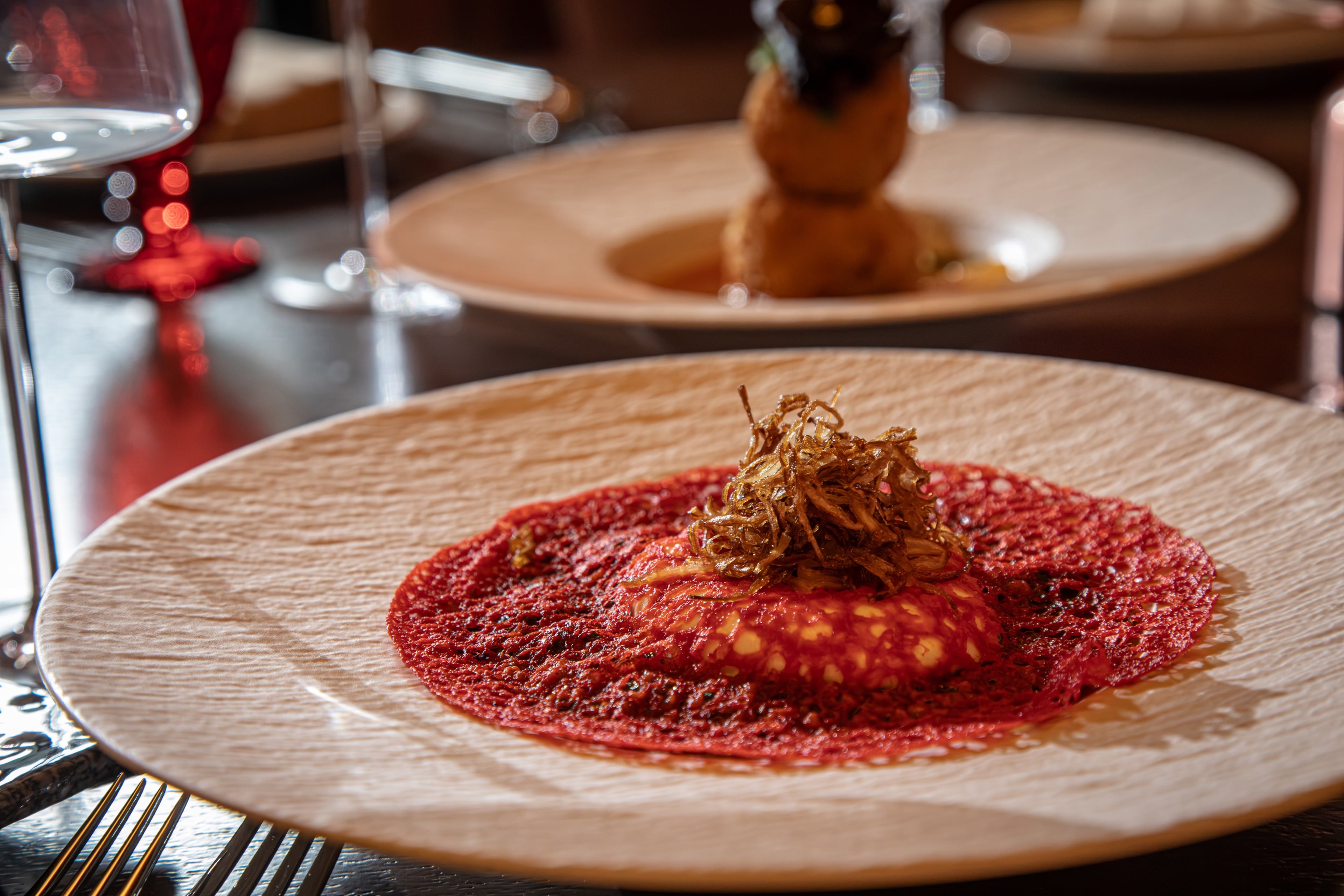 Saag burrata, a modern Indian appetizer at Pataaka in Midtown. (Spark Novus, courtesy of Pataaka)