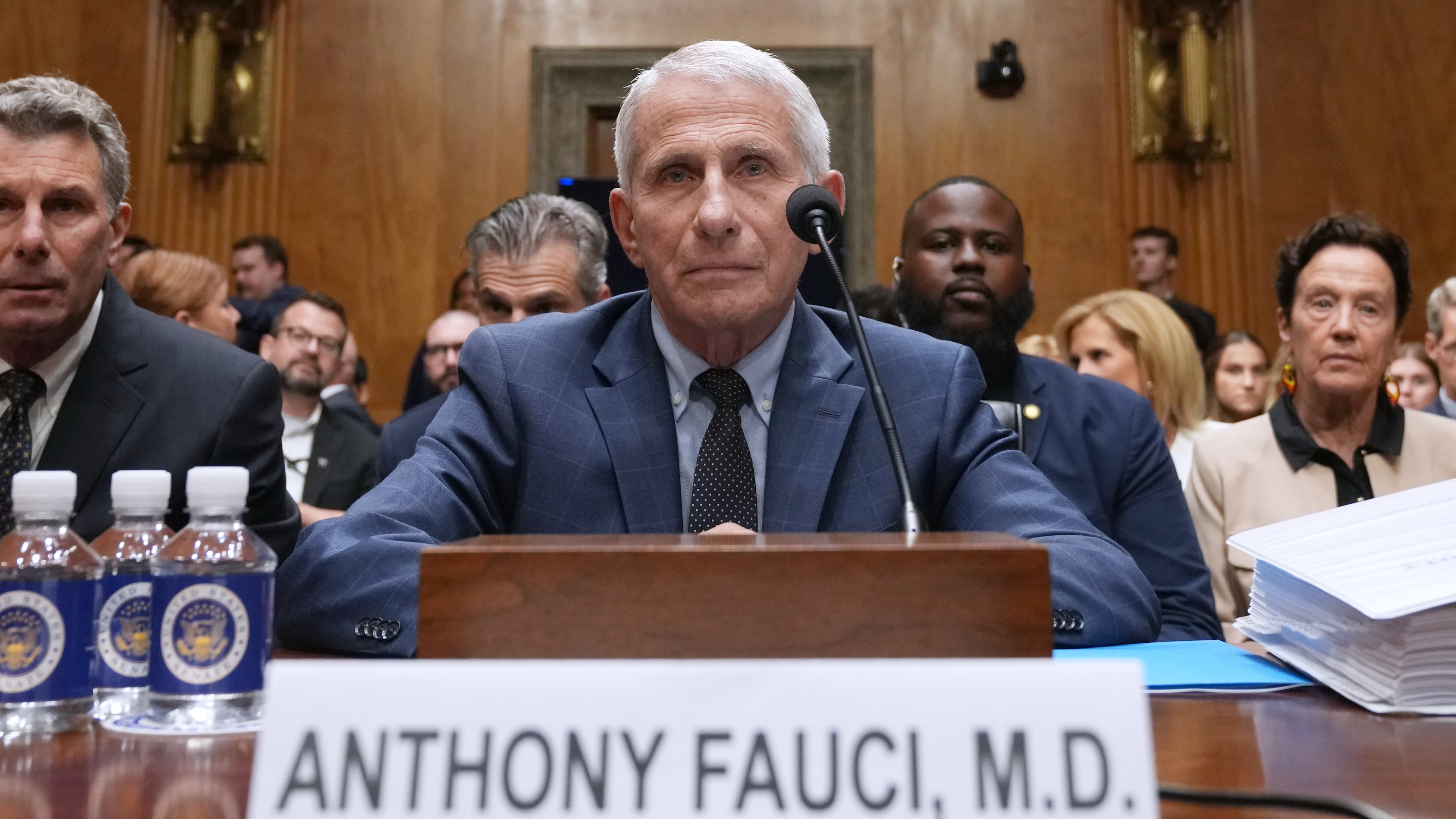 Dr. Anthony Fauci appears before the Senate Homeland Security and Governmental Affairs Committee at the Capitol, Wednesday, July 29, 2026, in Washington. (AP Photo/Allison Robbert)