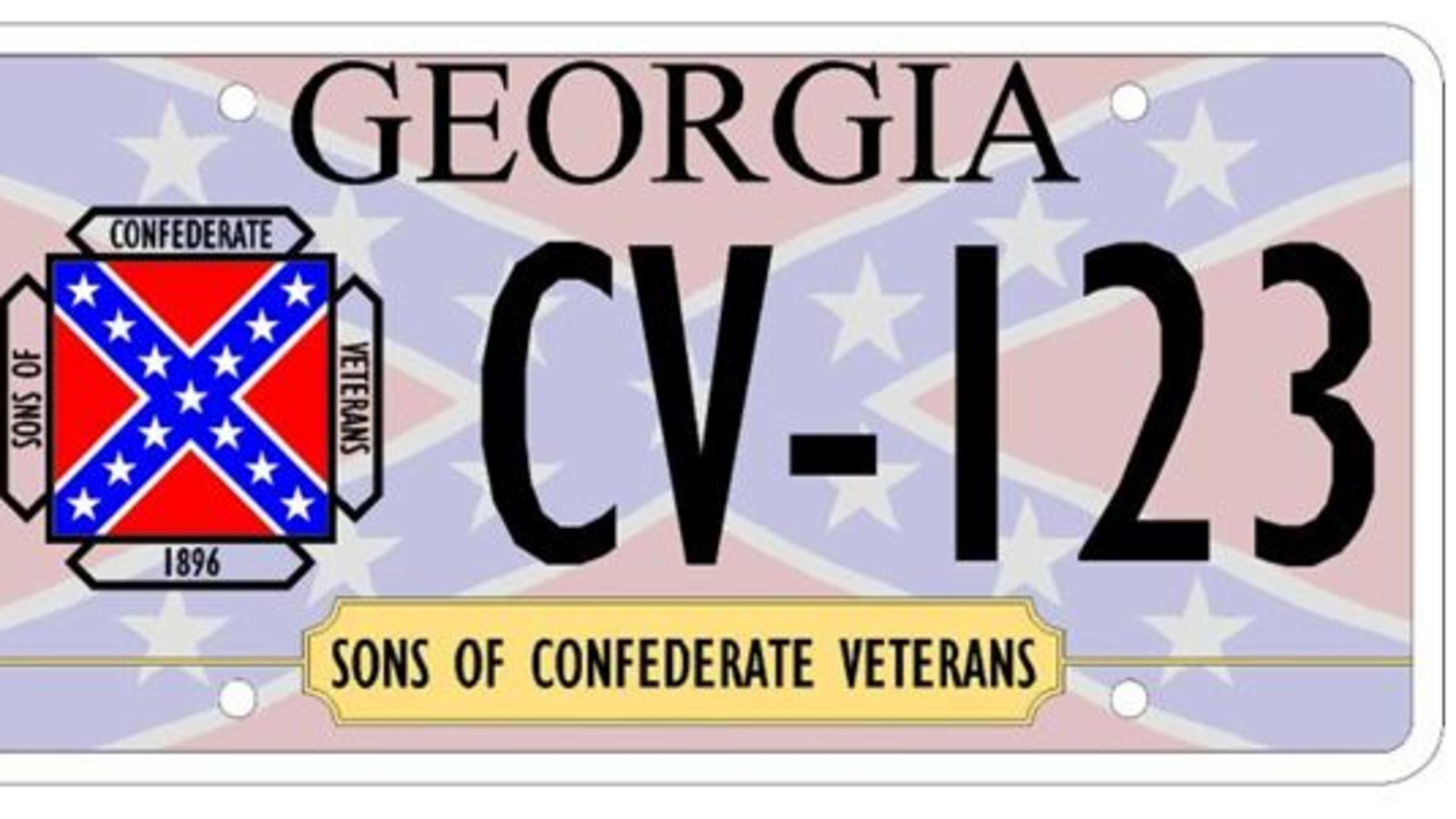 The previous version of the specialty plate featuring the Confederate battle emblem