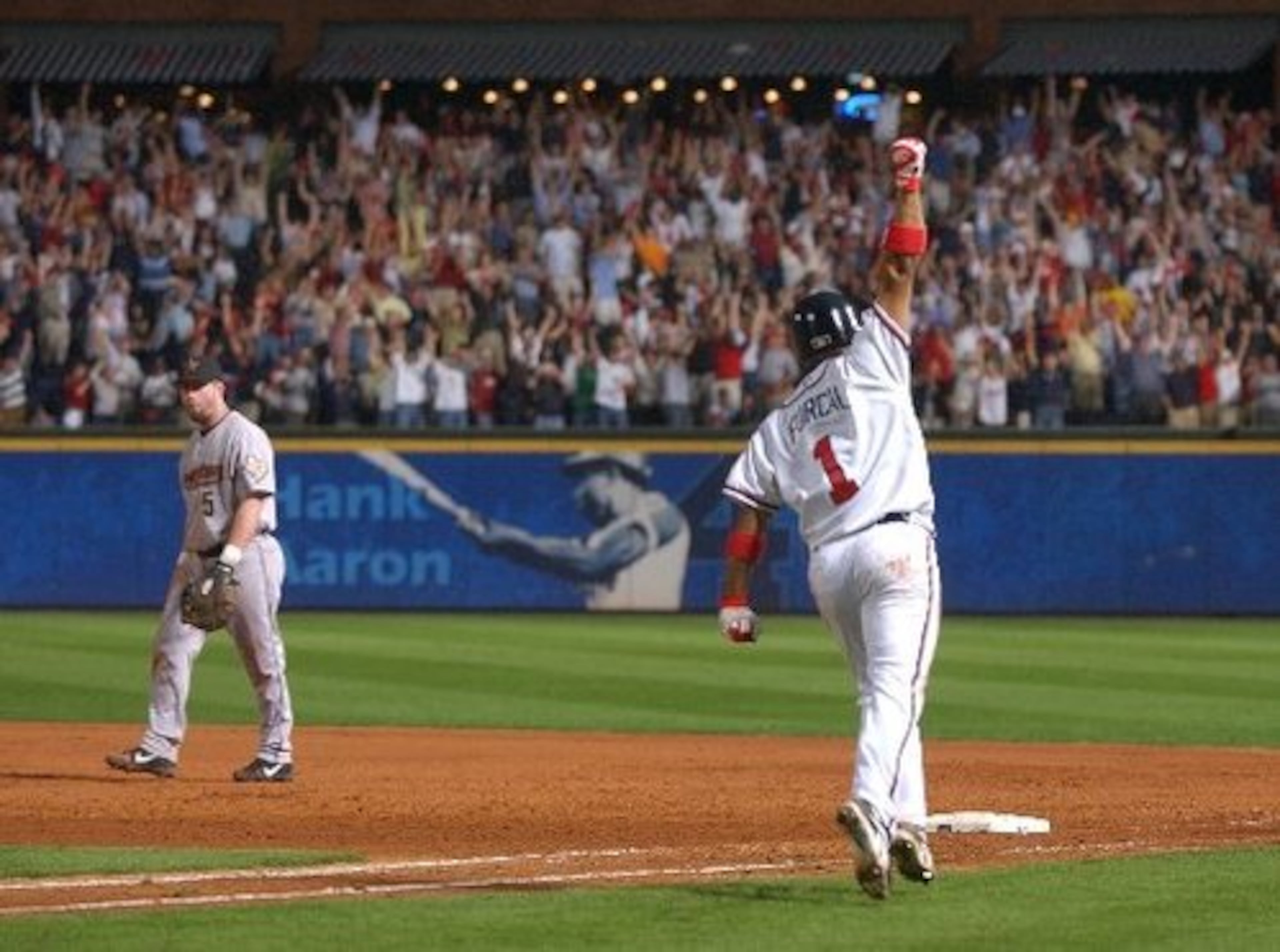 Furcal's power numbers increased over the years, and he hit 57 home runs in six seasons with Atlanta. His most dramatic one occurred on Oct. 7, 2004, when his two-run walk-off homer beat the Astros in Game 2 of the NLDS at Turner Field.