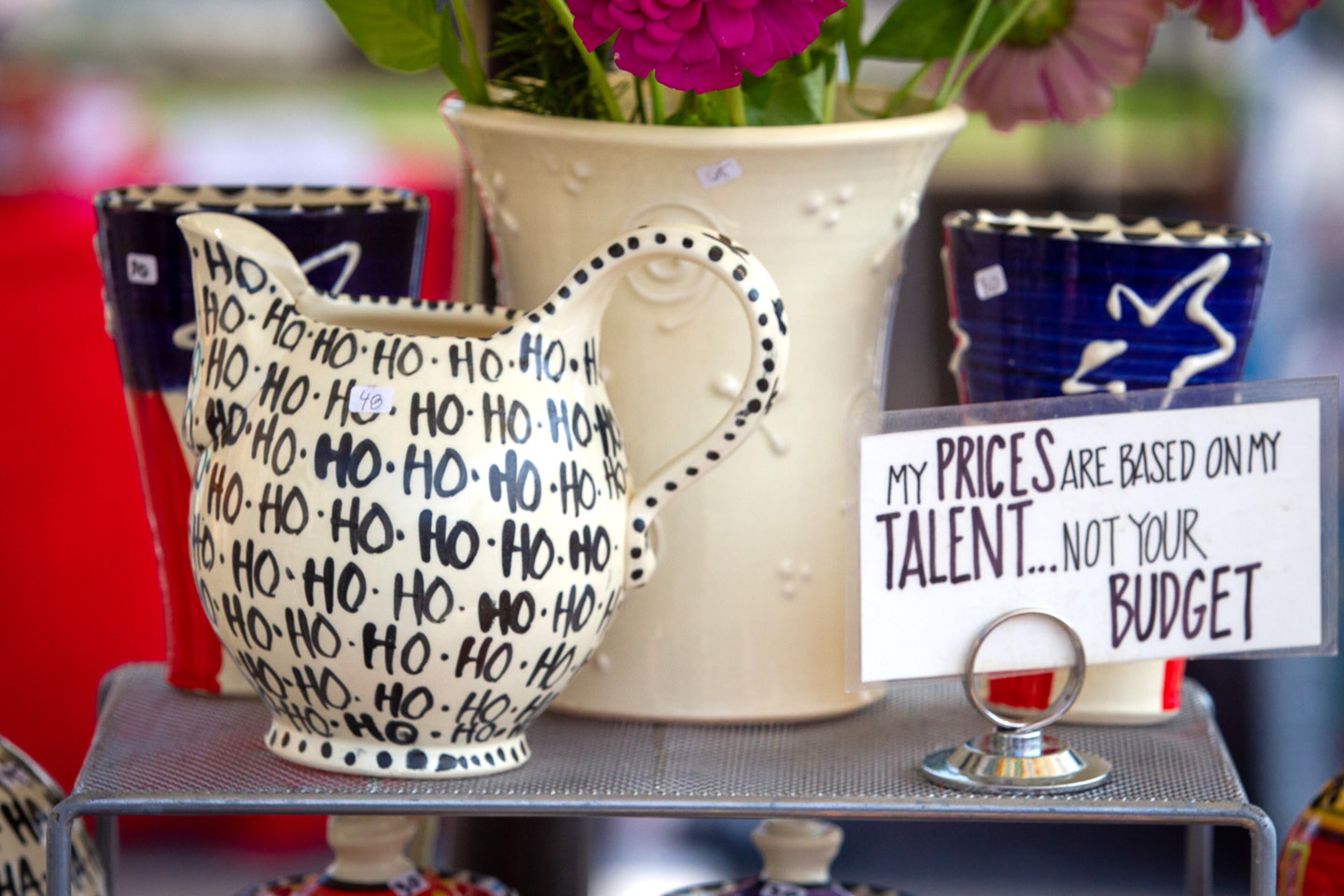 Christmas-themed items sit on display during the Christmas in July celebration at the Brookhaven Farmers Market on Saturday, July 24, 2021. (Photo: Steve Schaefer for The Atlanta Journal-Constitution)