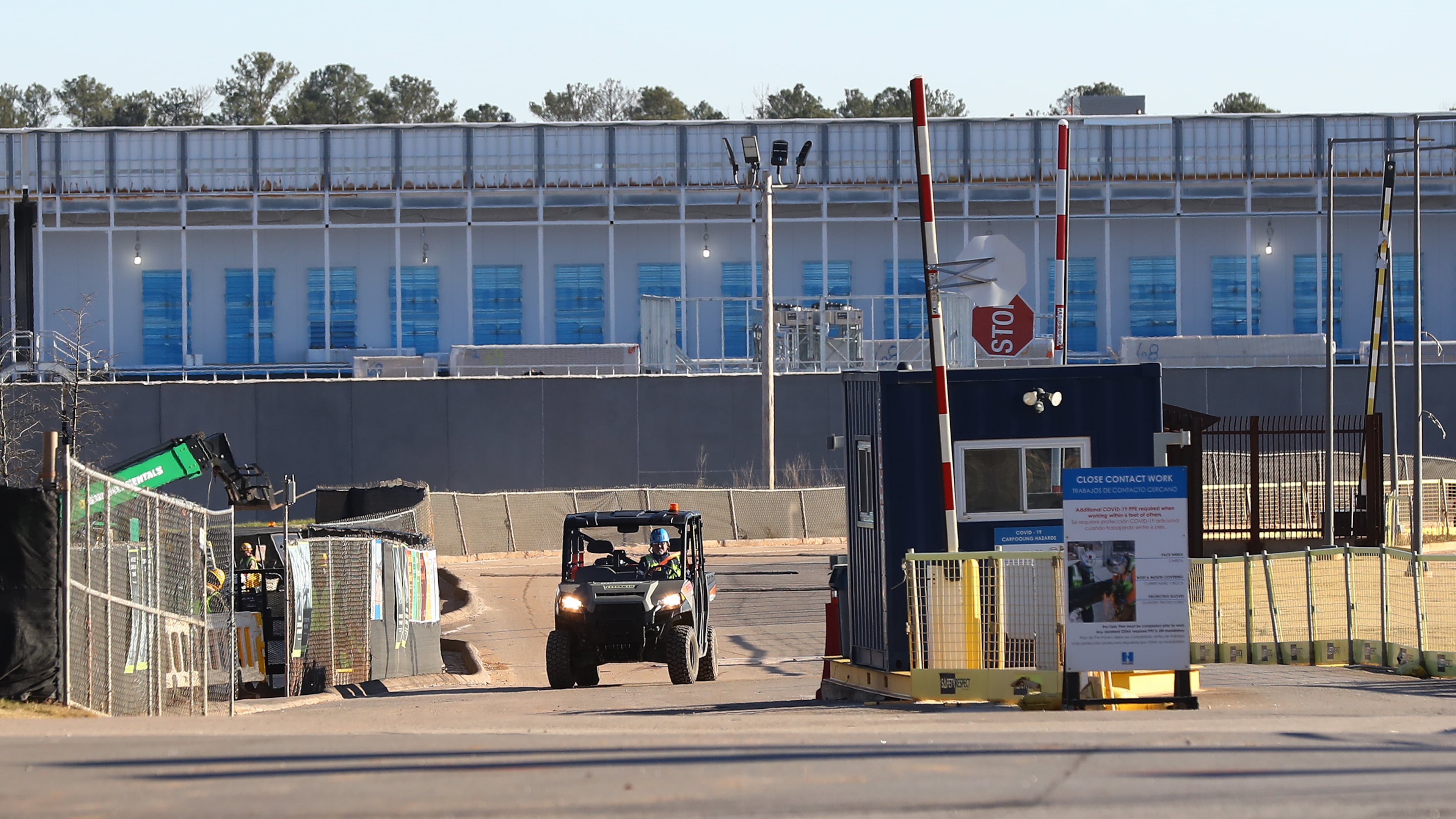 011822 Newton County: One of the security entrances to the massive Facebook Stanton Springs data center campus under construction is seen on Tuesday, Jan. 18, 2022, near Social Circle. “Curtis Compton / Curtis.Compton@ajc.com”`