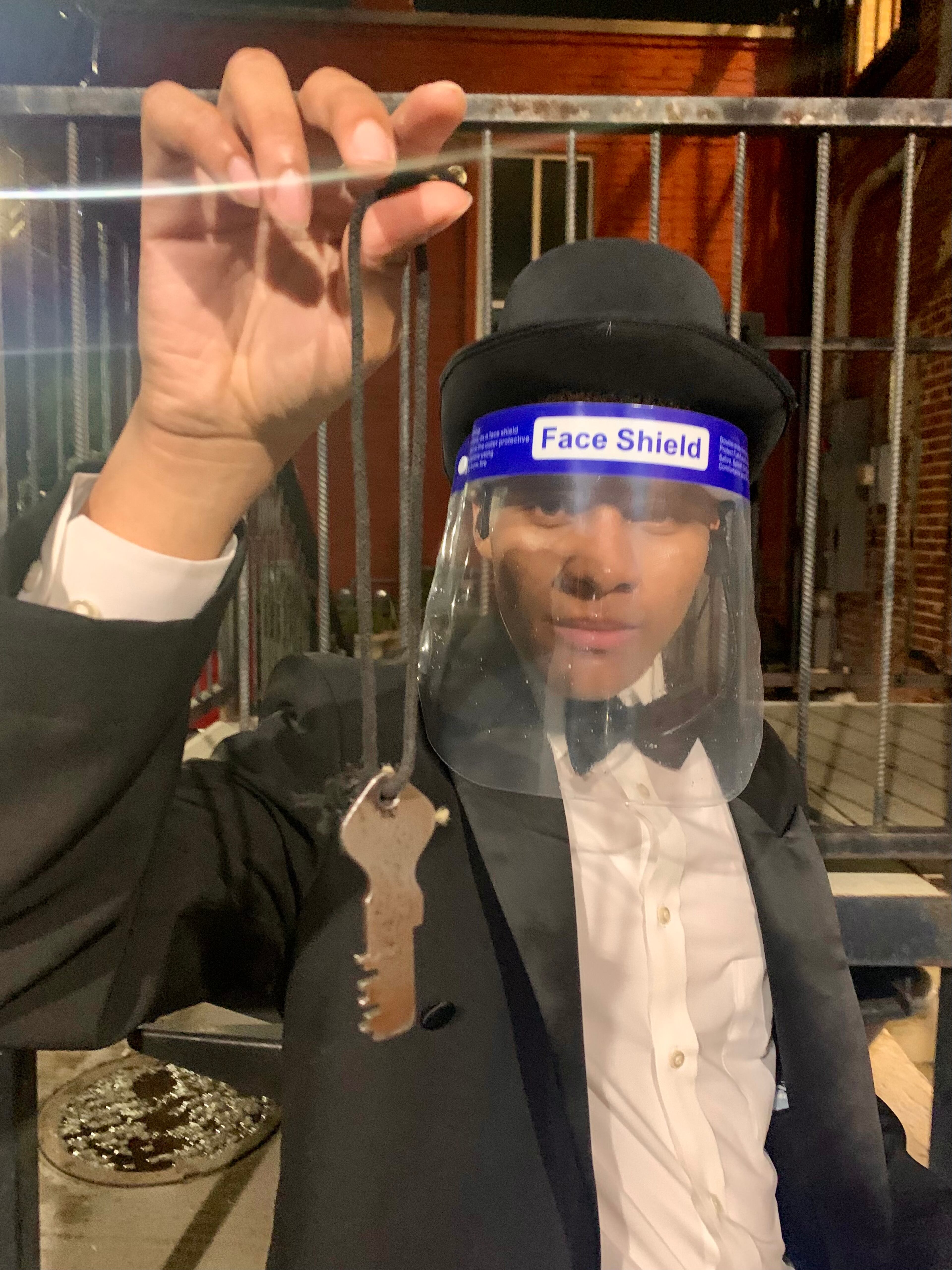 Bobby Bubbly shows the key from the 1832 historic Lawrenceville Jail.