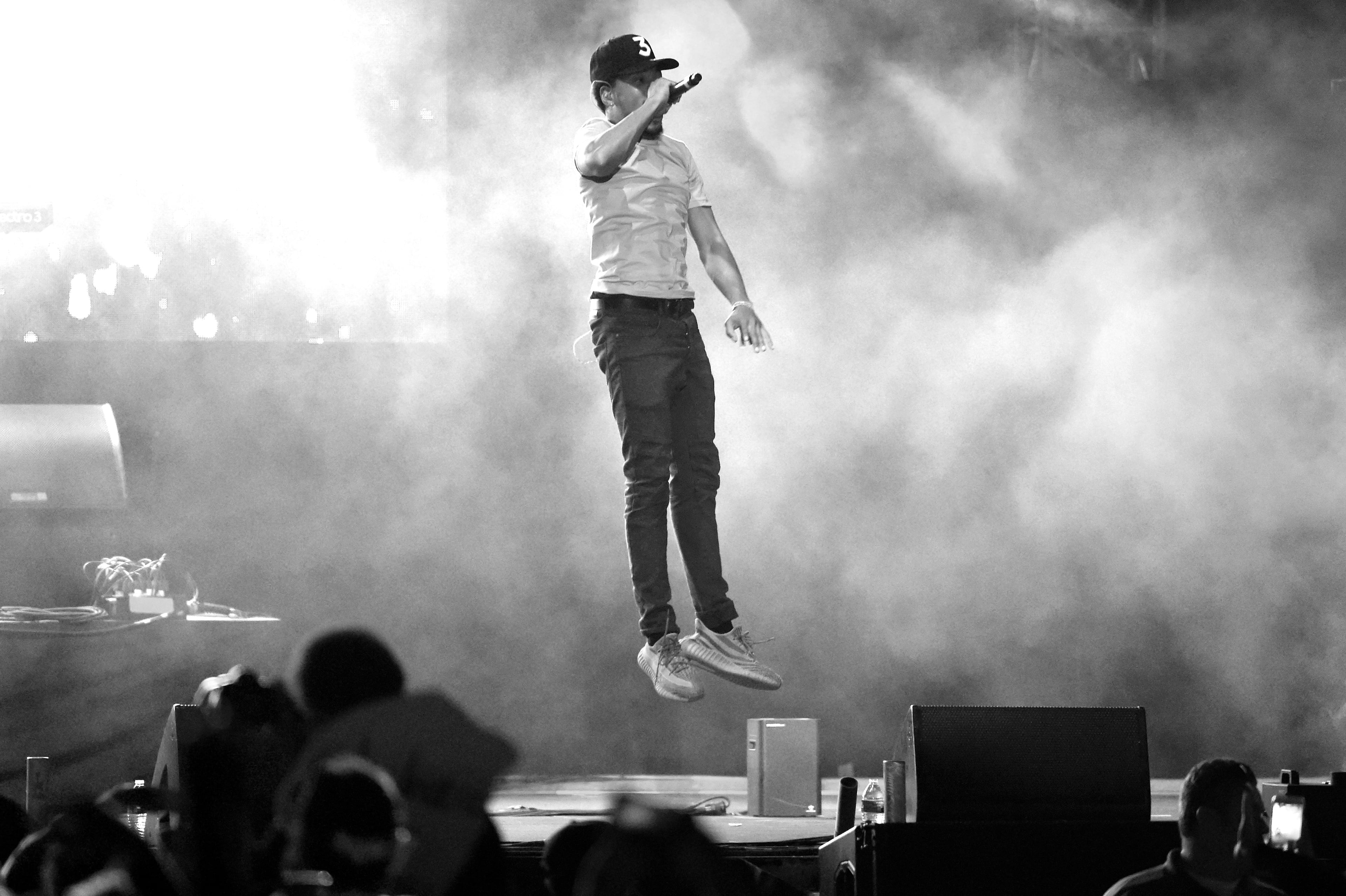 BEST NEW ARTIST NOMINEE Chance The Rapper performs on Camp Stage during day one of Tyler, the Creator's 5th Annual Camp Flog Gnaw Carnival at Exposition Park on November 12, 2016 in Los Angeles, California. (Photo by Kevin Winter/Getty Images)