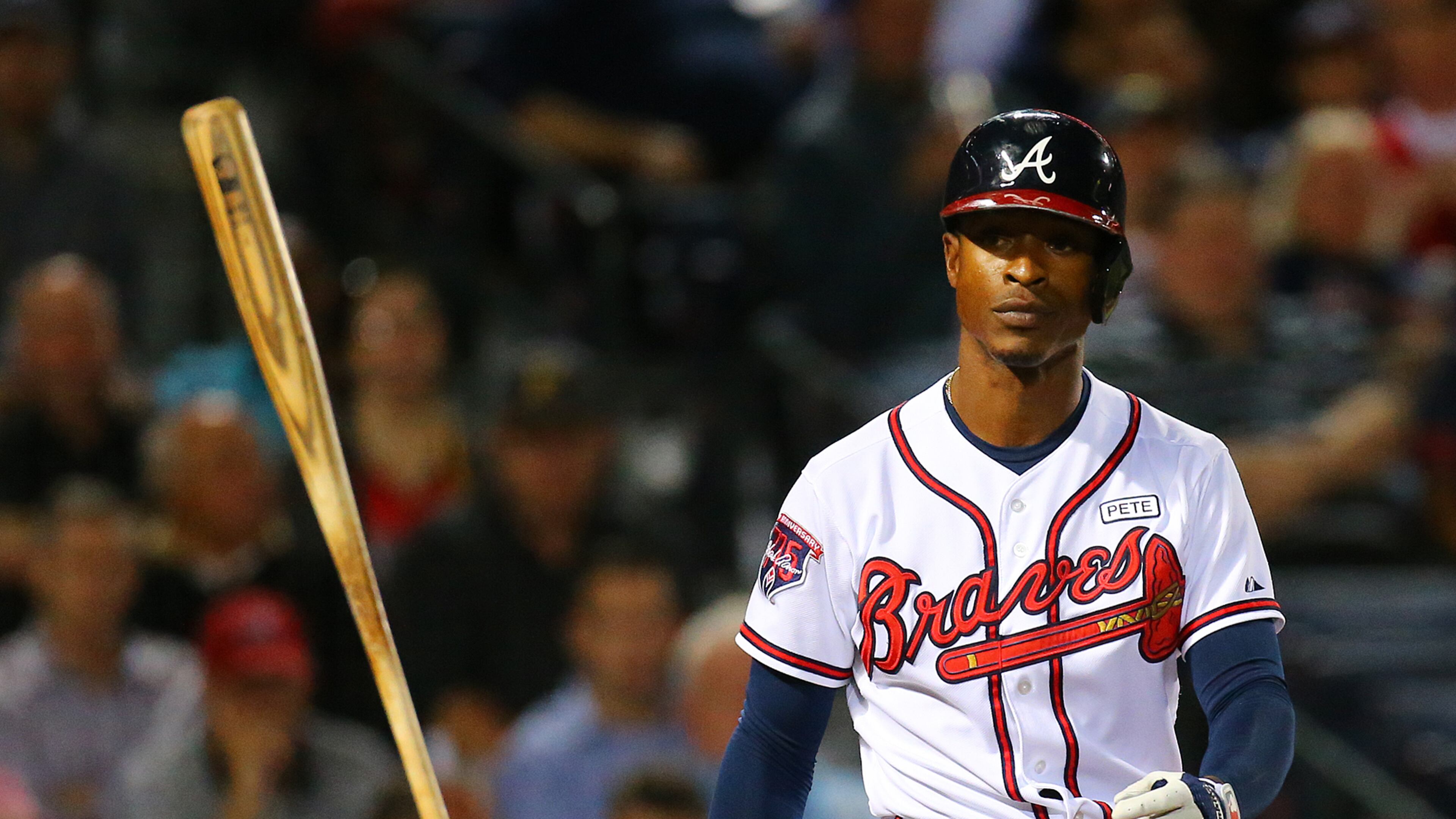 B.J. Upton tosses his bat away on Sept. 24, 2014. CURTIS COMPTON / CCOMPTON@AJC.COM B.J./Melvin Upton arrived in camp with a new name but will it be same player? (Curtis Compton, AJC)