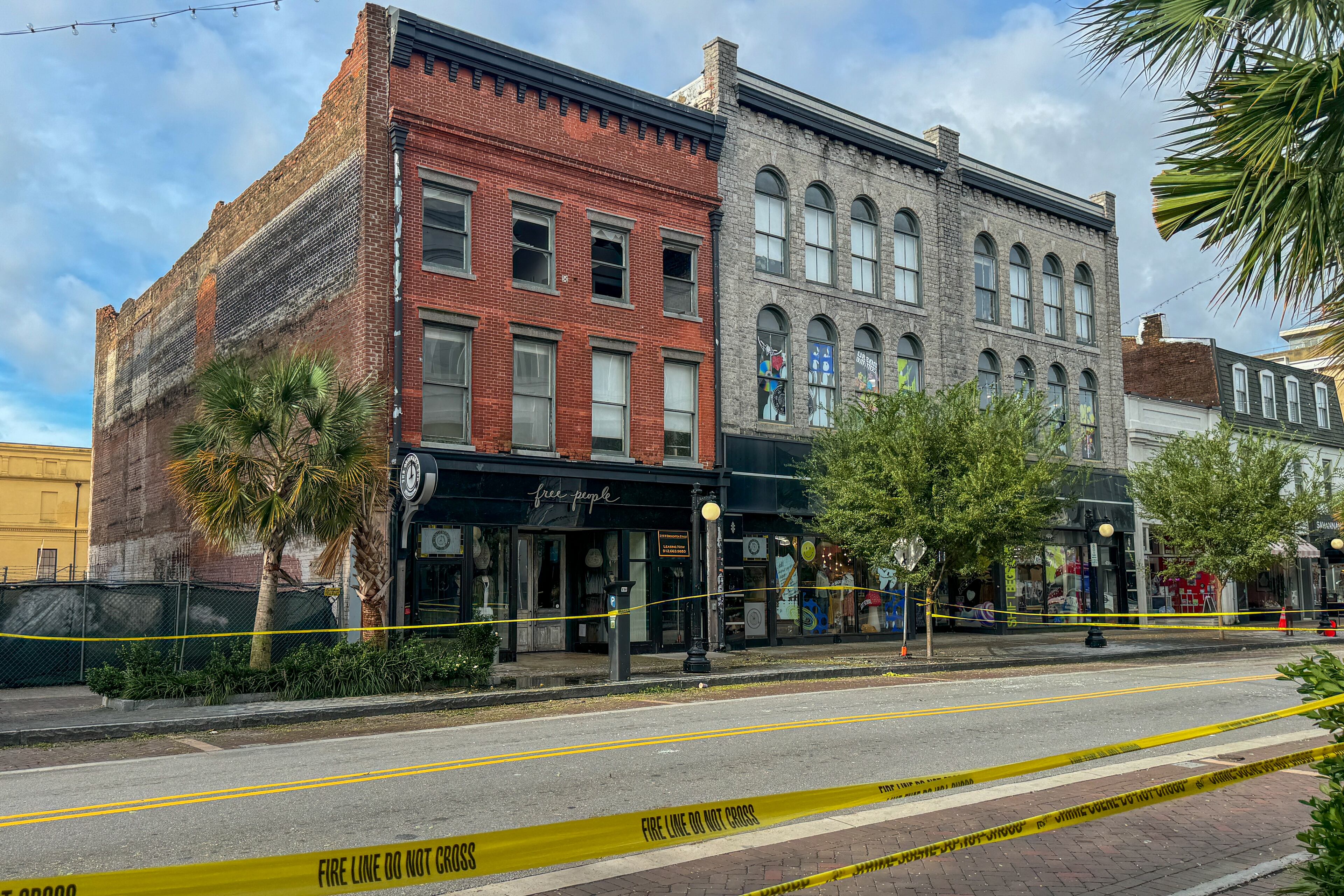 Police tape blocking off part of Broughton Street due to a collapsed building on Friday.