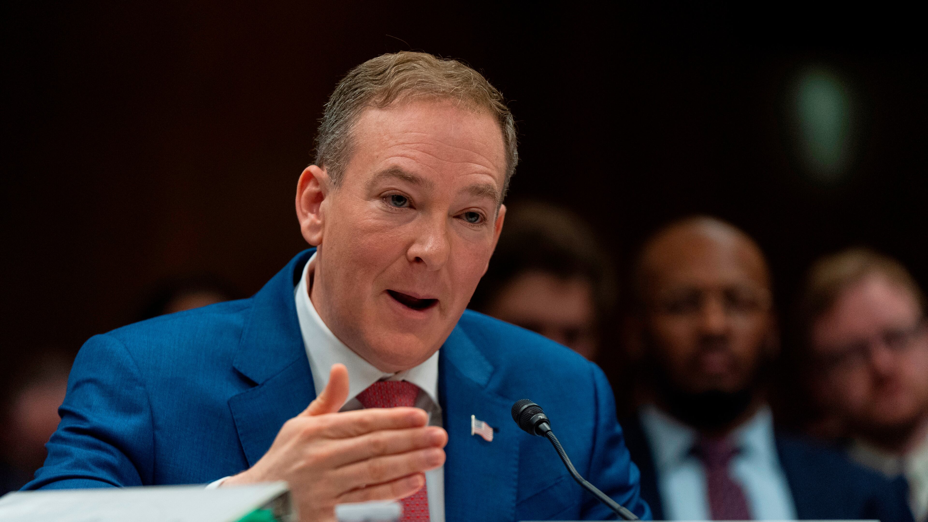 Environmental Protection Agency administrator Lee Zeldin, testifies to the Senate Appropriations subcommittee on Interior, Environment and related agencies on the budget request for the EPA, on Capitol Hill, Wednesday, May 13, 2026, in Washington. (AP Photo/Manuel Balce Ceneta)