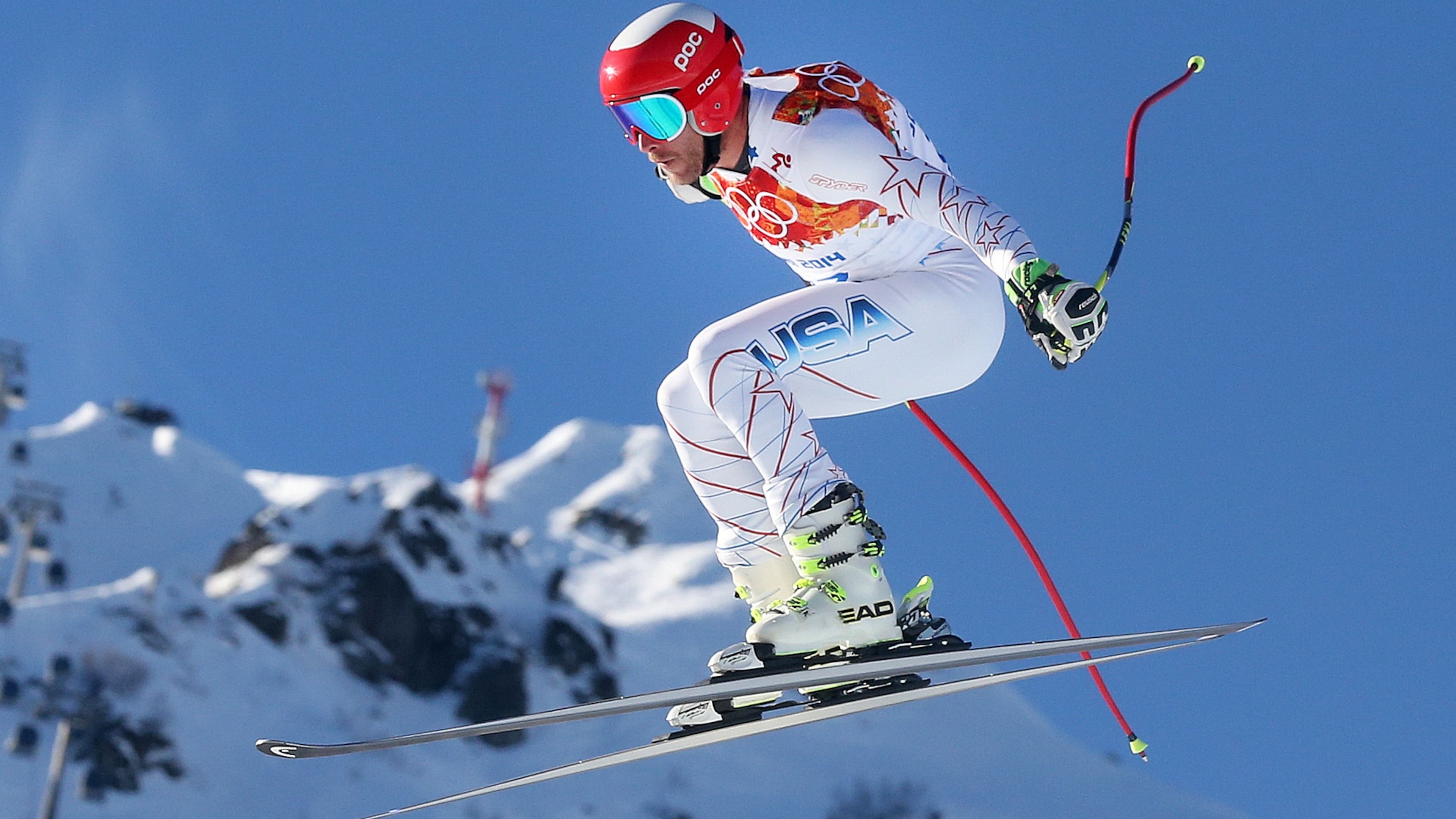 FILE - United States' Bode Miller makes a jump during men's downhill combined training at the Sochi 2014 Winter Olympics, Feb. 13, 2014, in Krasnaya Polyana, Russia. (AP Photo/Luca Bruno, File)