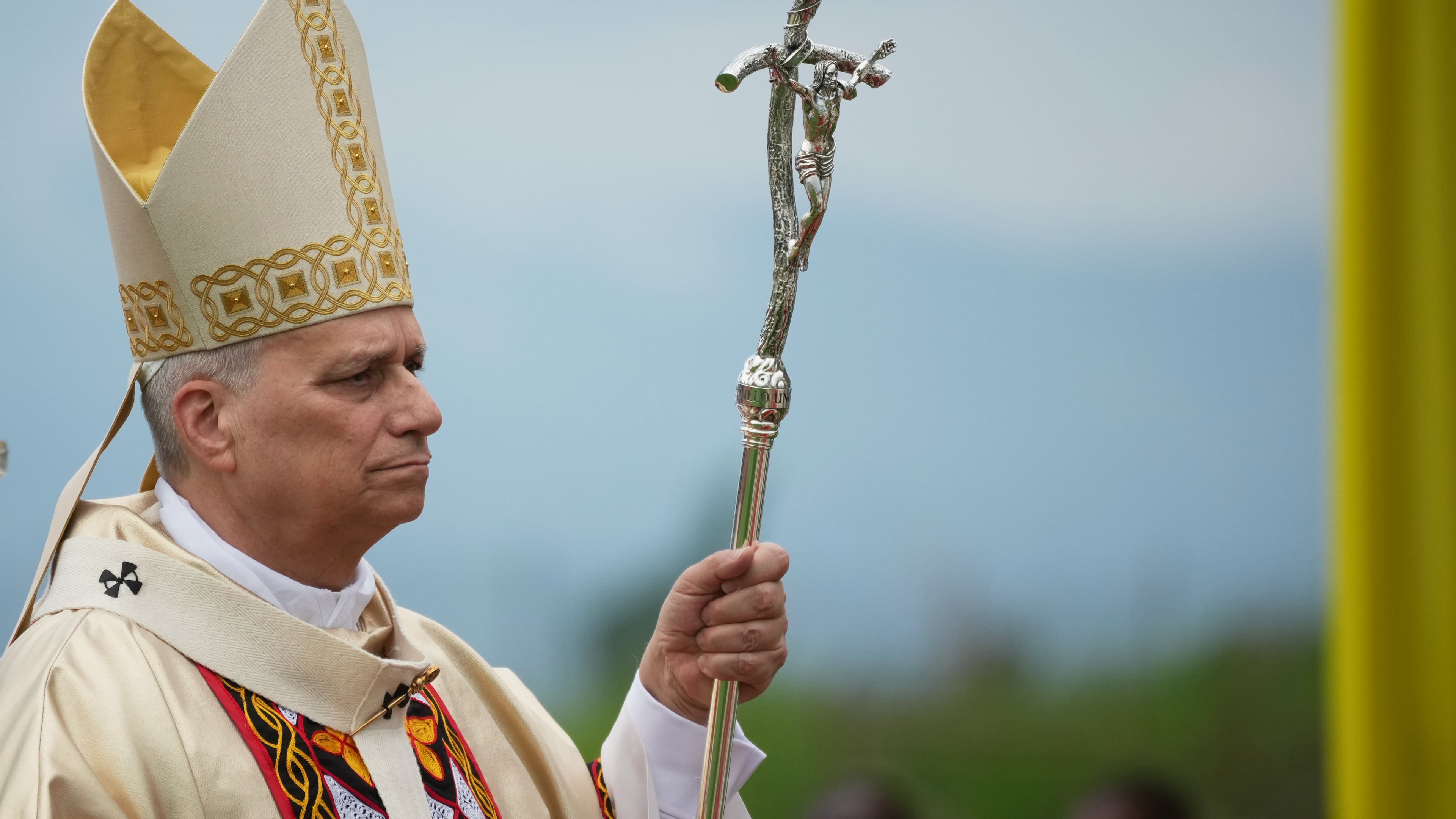 Pope Leo XIV arrives in procession to celebrate a Mass at Bamenda Airport, Cameroon, Thursday, April 16, 2026, on the fourth day of his 11-day pastoral visit to Africa. (AP Photo/Andrew Medichini)