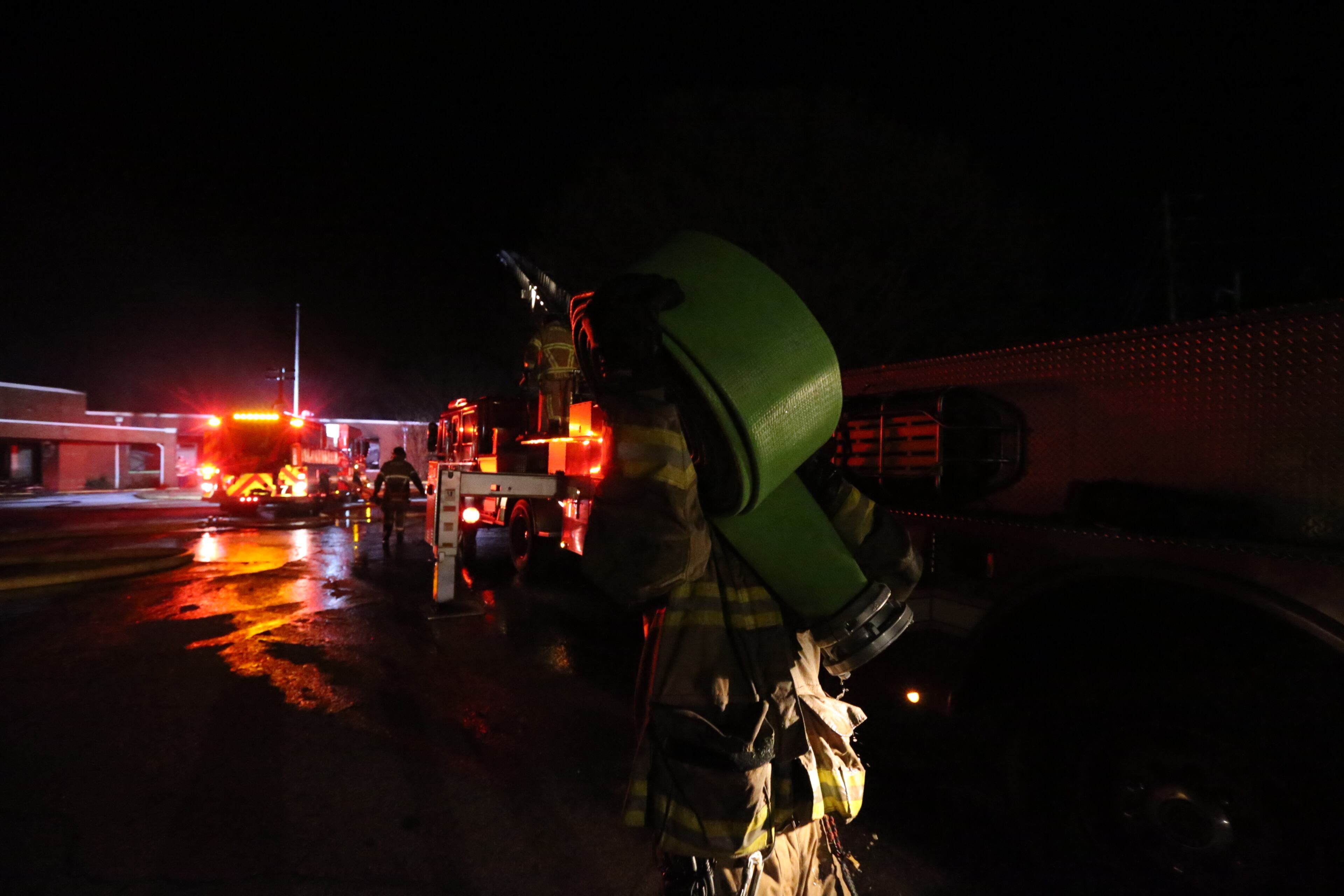 Fire broke out around 2:45 a.m. in the former Hooper Alexander Elementary School on Memorial Drive at Rupert Drive in DeKalb. The school closed in 2008, and was boarded up.