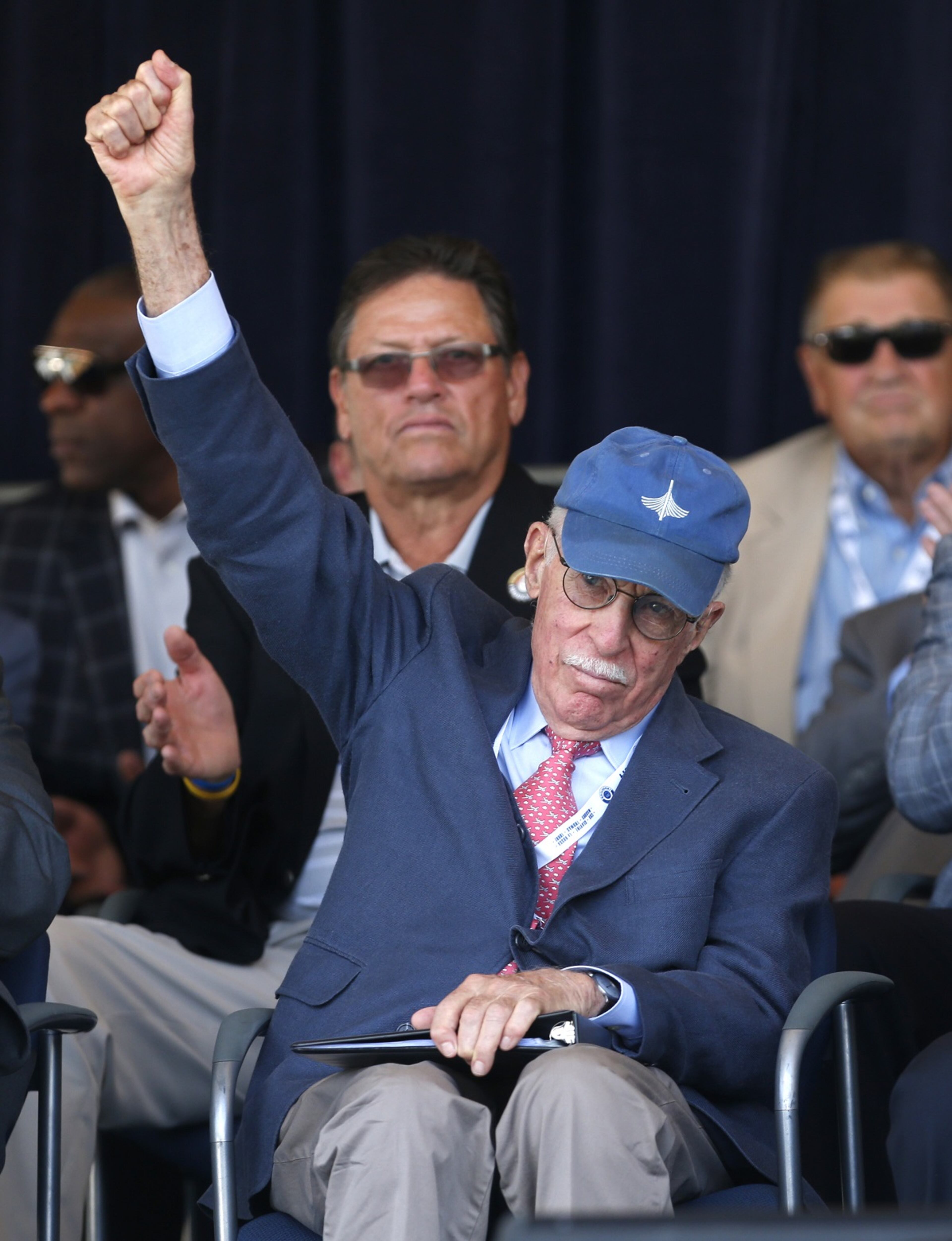 Roger Angell of The New Yorker is introduced before receiving the J.G. Taylor Spink award.