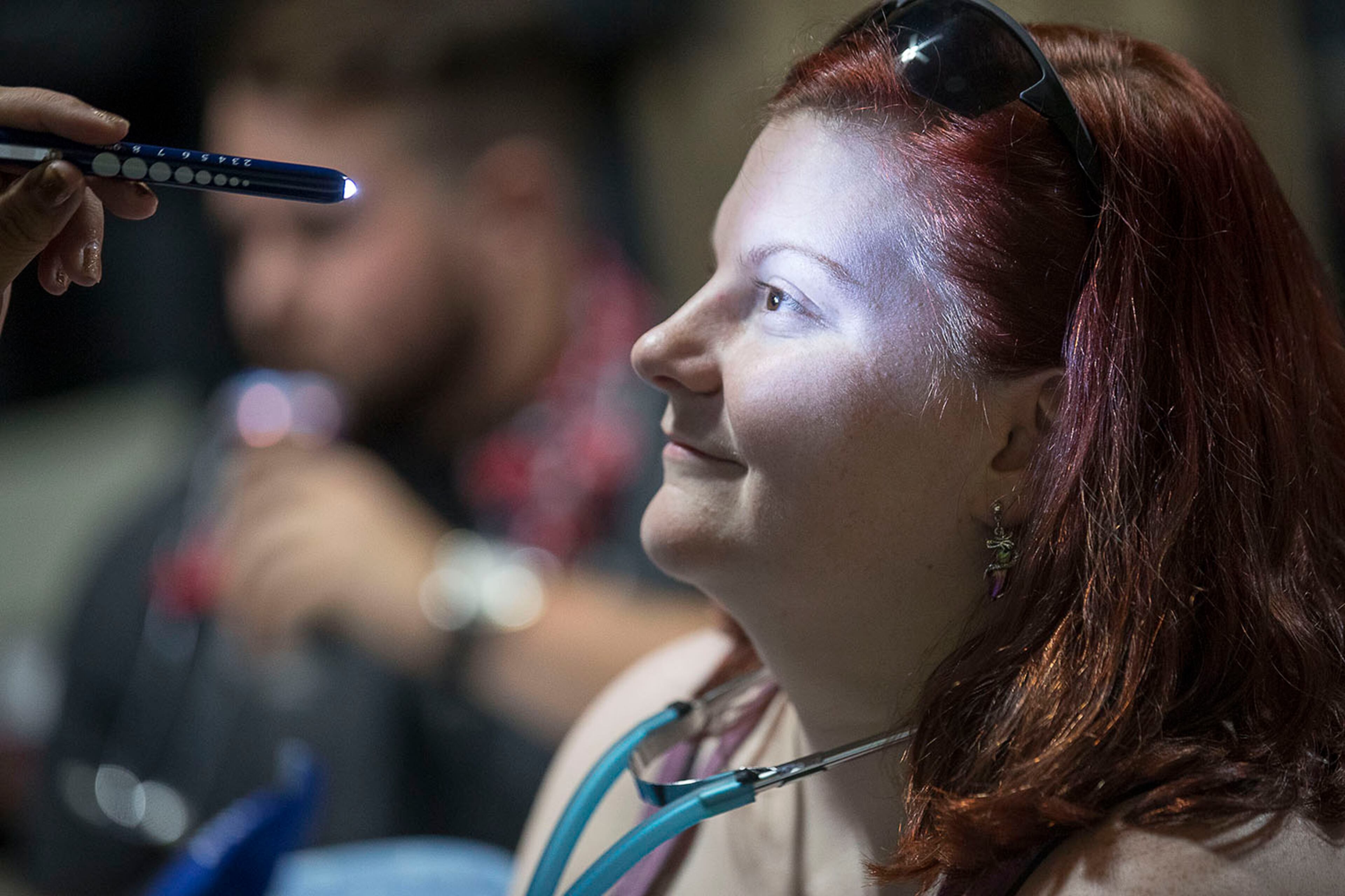 08/13/2019 -- Covington, Georgia -- Savannah Bray of Conyers gets her vitals checked before the start of the September EMT class at the Georgia Institute of EMS in Covington, Tuesday, August 13, 2019. The classes run for 18 weeks and provide students with initial EMT and AEMT training. (Alyssa Pointer/alyssa.pointer@ajc.com)