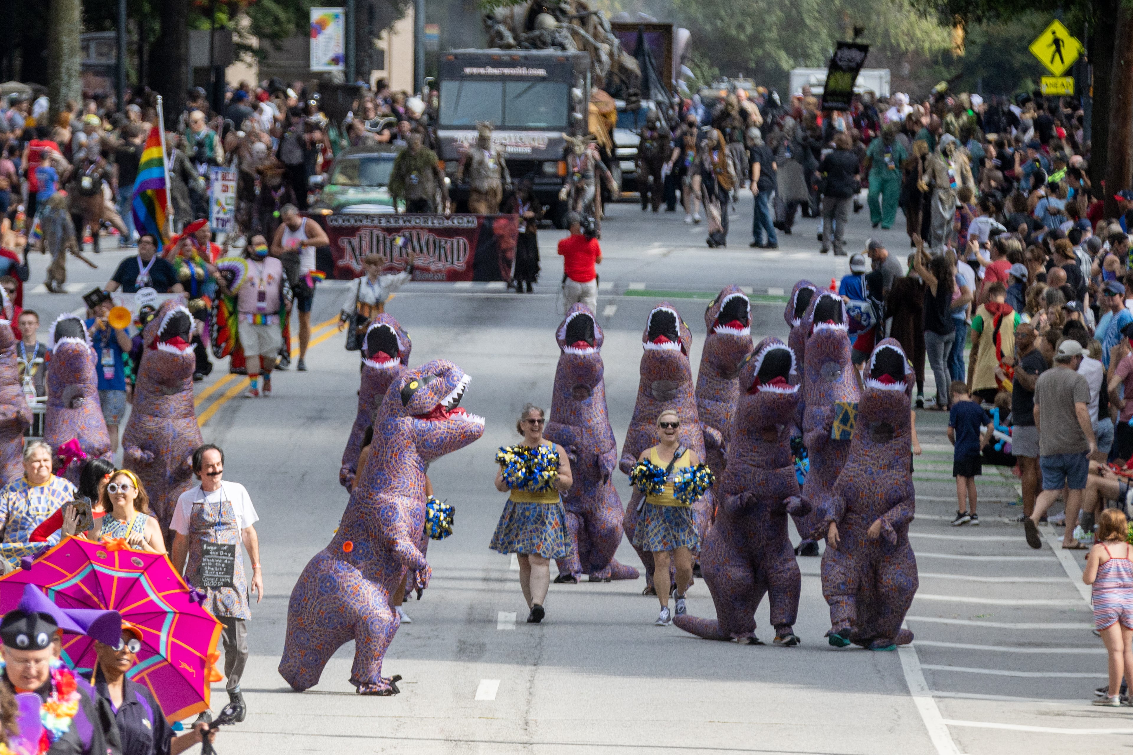 The Dragon Con Parade moves up Peachtree St. Saturday, Sep. 3, 2022. Steve Schaefer/steve.schaefer@ajc.com)