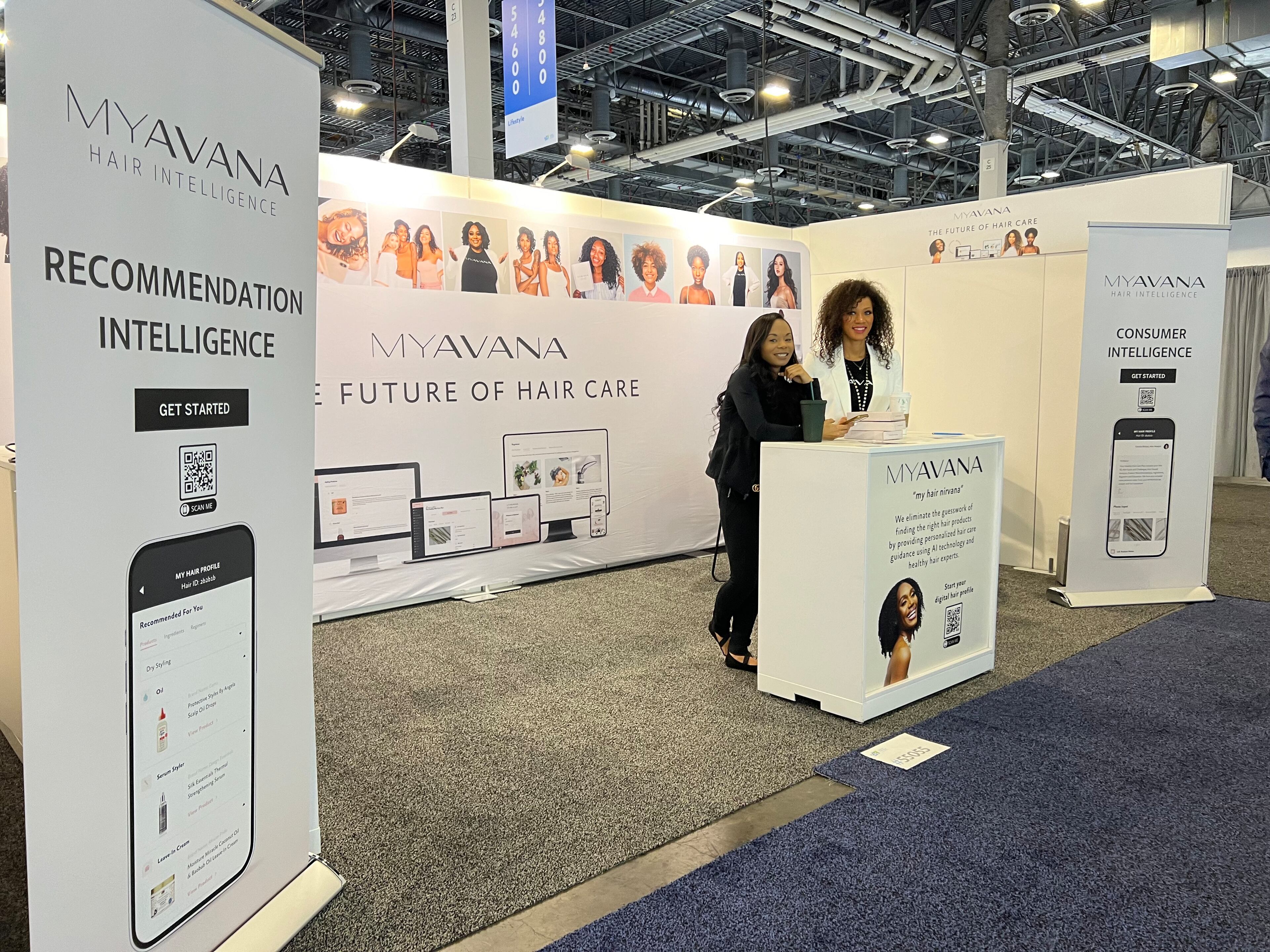 Myavana, an Atlanta-based personalized hair care service, showed its beauty technology products including a hair care analysis kit at the international CES tech show January 9-12, 2024 in Las Vegas.