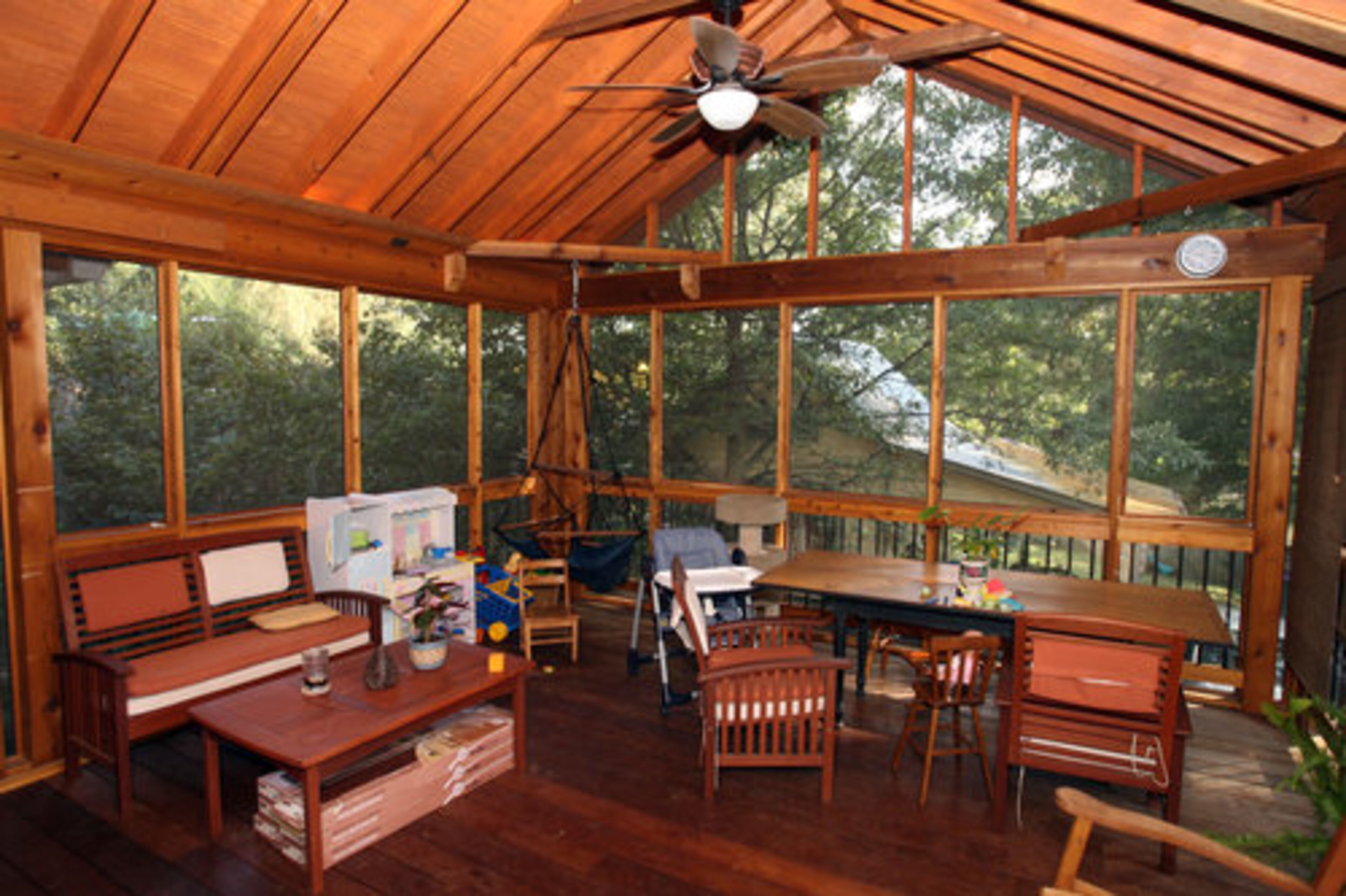 The Sanders family added a screened-in porch to their home. They say its refreshing to have so many different types of neighbors. "We have a lot of gay families here, as well as heterosexual families; some have children, some don't. It's a nice mix." Matt mentions the community's strong work ethic. "We see this all the time as people do their own renovations or help out their neighbors on weekend projects..."