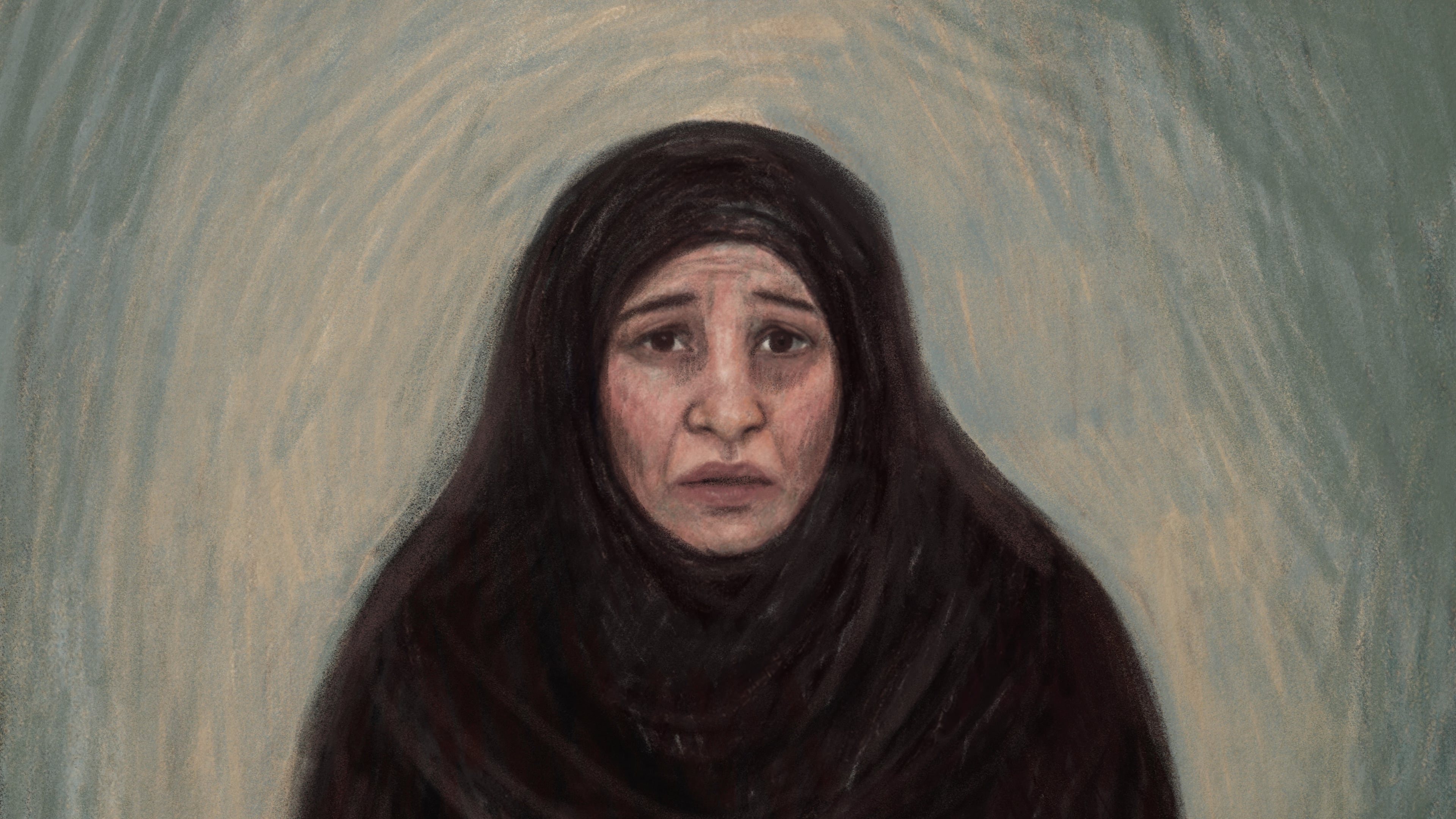 A court sketch depicts Zeinab Ahmed during her bail application in Melbourne, Austrlaia, Friday, May 8, 2026, after Ahmed was charged with slavery and terrorism offenses after arriving home from Syria. (Anita Lester/AAP Image via AP)