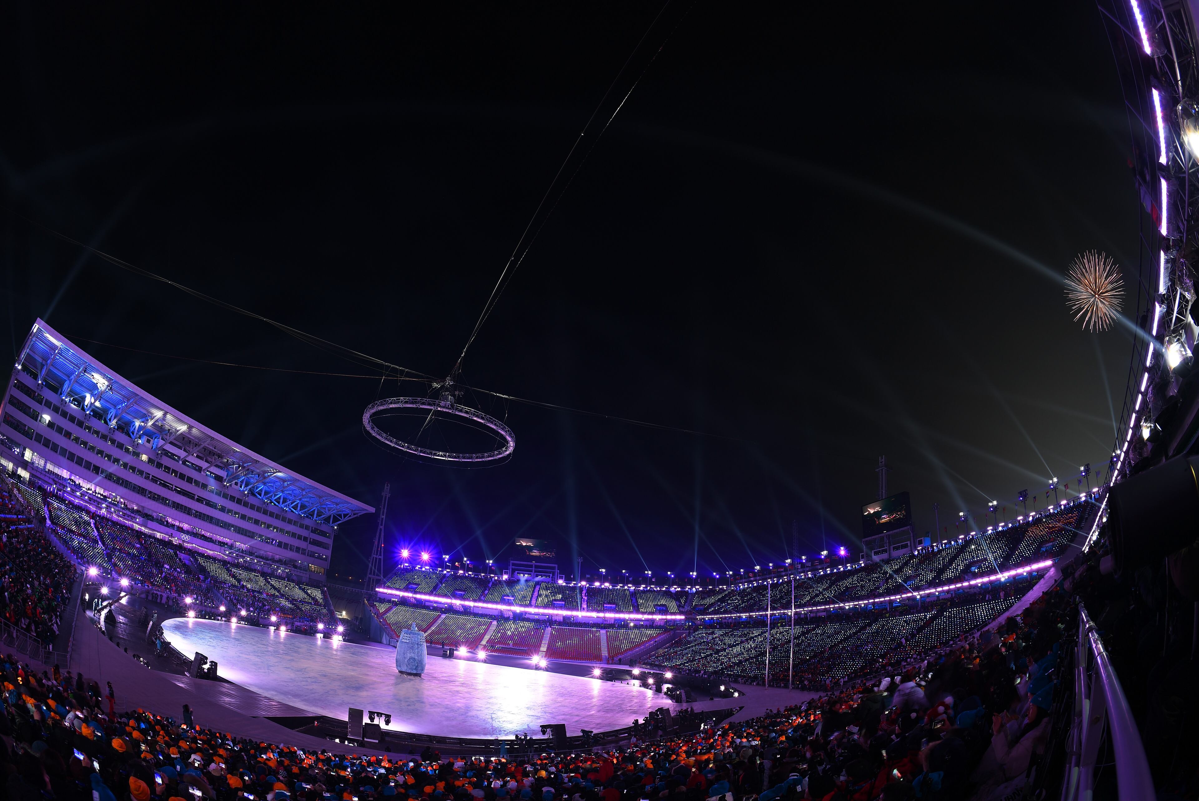 PYEONGCHANG-GUN, SOUTH KOREA - FEBRUARY 09: A general view of the Opening Ceremony of the PyeongChang 2018 Winter Olympic Games at PyeongChang Olympic Stadium on February 9, 2018 in Pyeongchang-gun, South Korea. (Photo by Harry How/Getty Images)