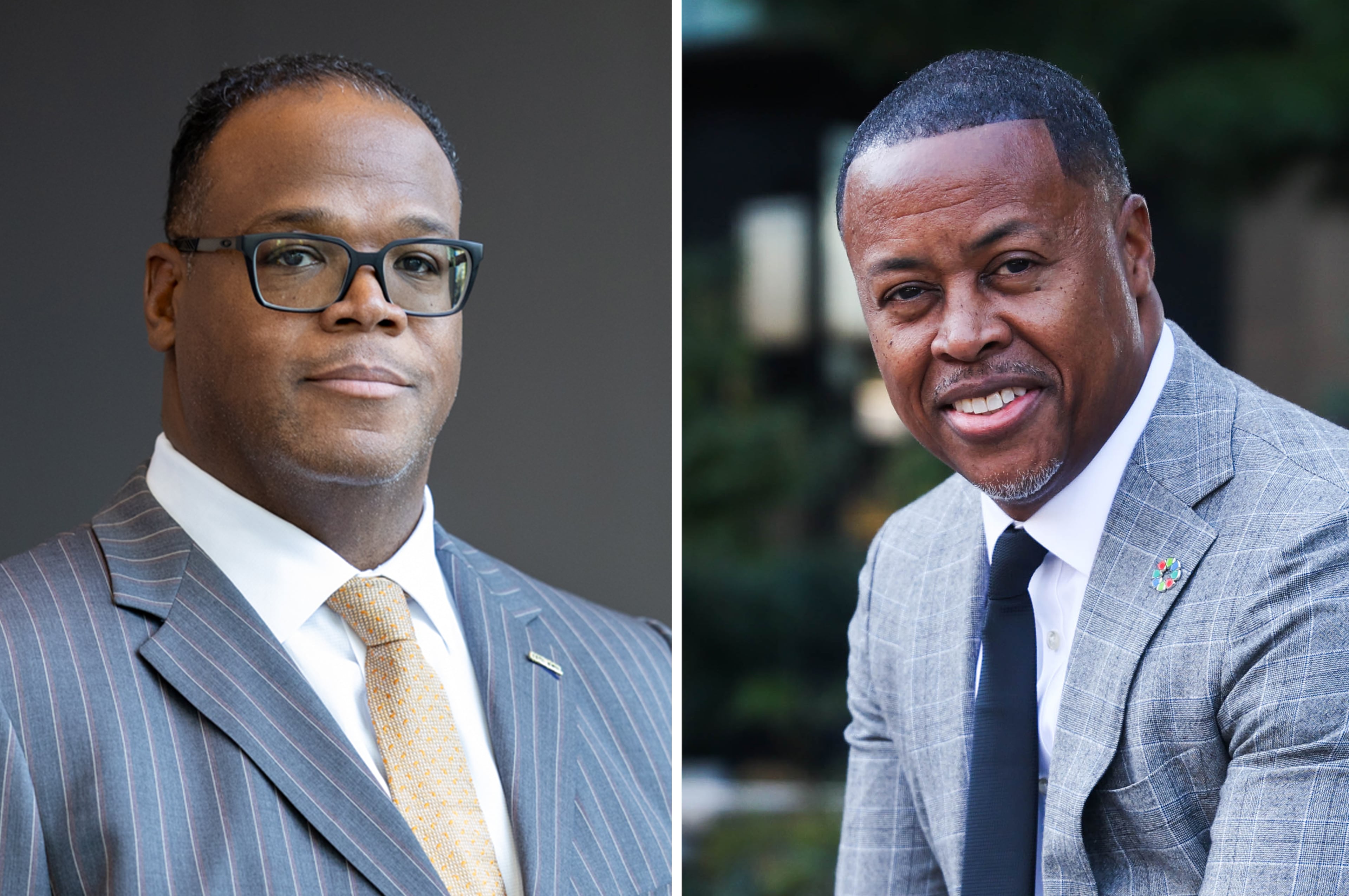 (From left) Interim MARTA General Manager and CEO Jonathan Hunt and Beltline CEO Clyde Higgs. Both faced questions from Atlanta City Council members this week regarding a vote last year to stop work on the Eastside light rail project. (Arvin Temkar/AJC 2025 and Abbey Cutrer/AJC 2025)