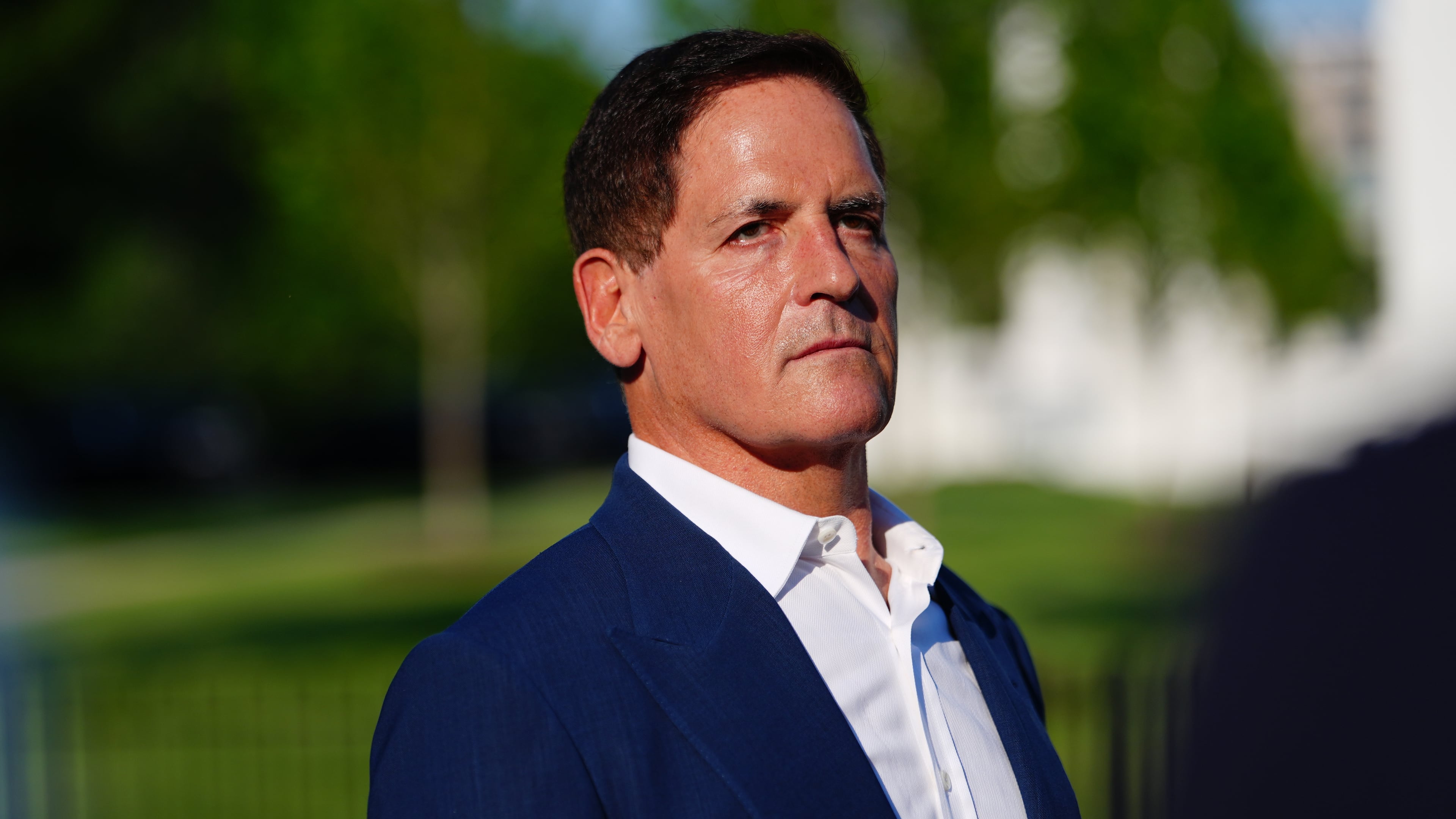 FILE - Mark Cuban talks with reporters after an event at the White House, May 18, 2026, in Washington. (AP Photo/Julia Demaree Nikhinson, File)