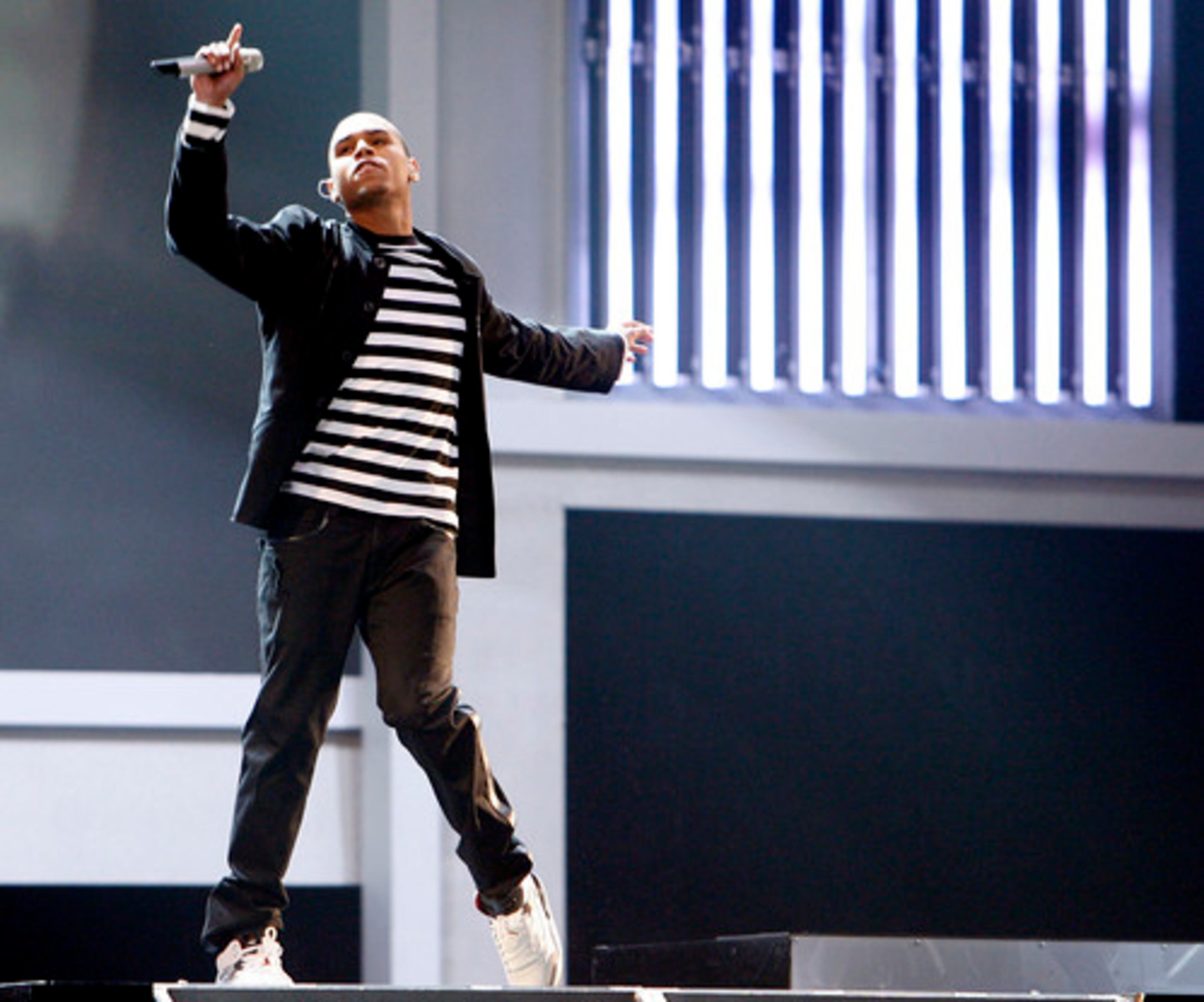 Chris Brown performs "Jailhouse Rock."