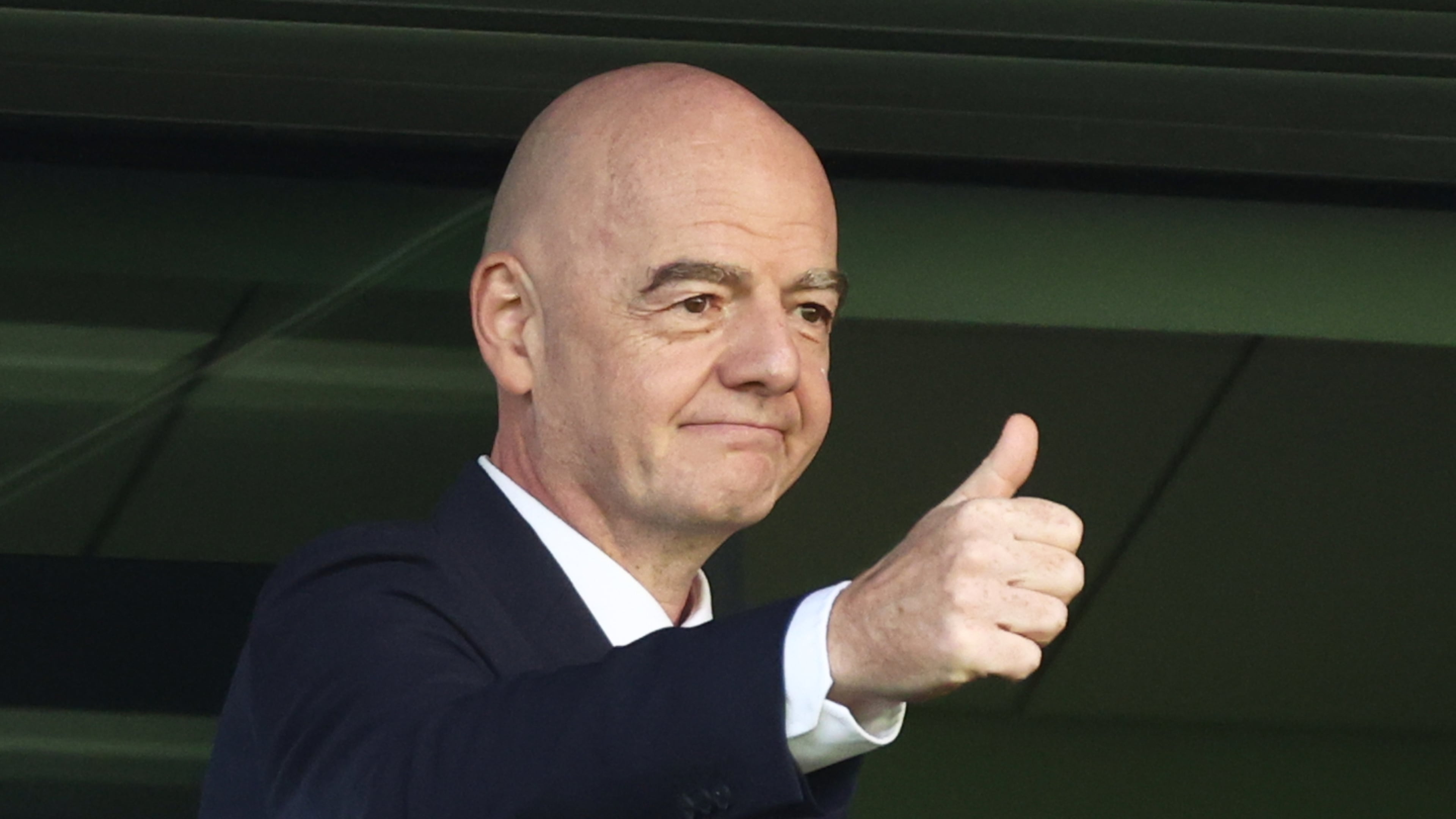 FIFA President Gianni Infantino arrives to attend the opening game of the Women's U20 World Cup opening match between Poland and Argentina in Katowice, Poland, Saturday, Sept. 5, 2026. (AP Photo/Beata Zawrzel)