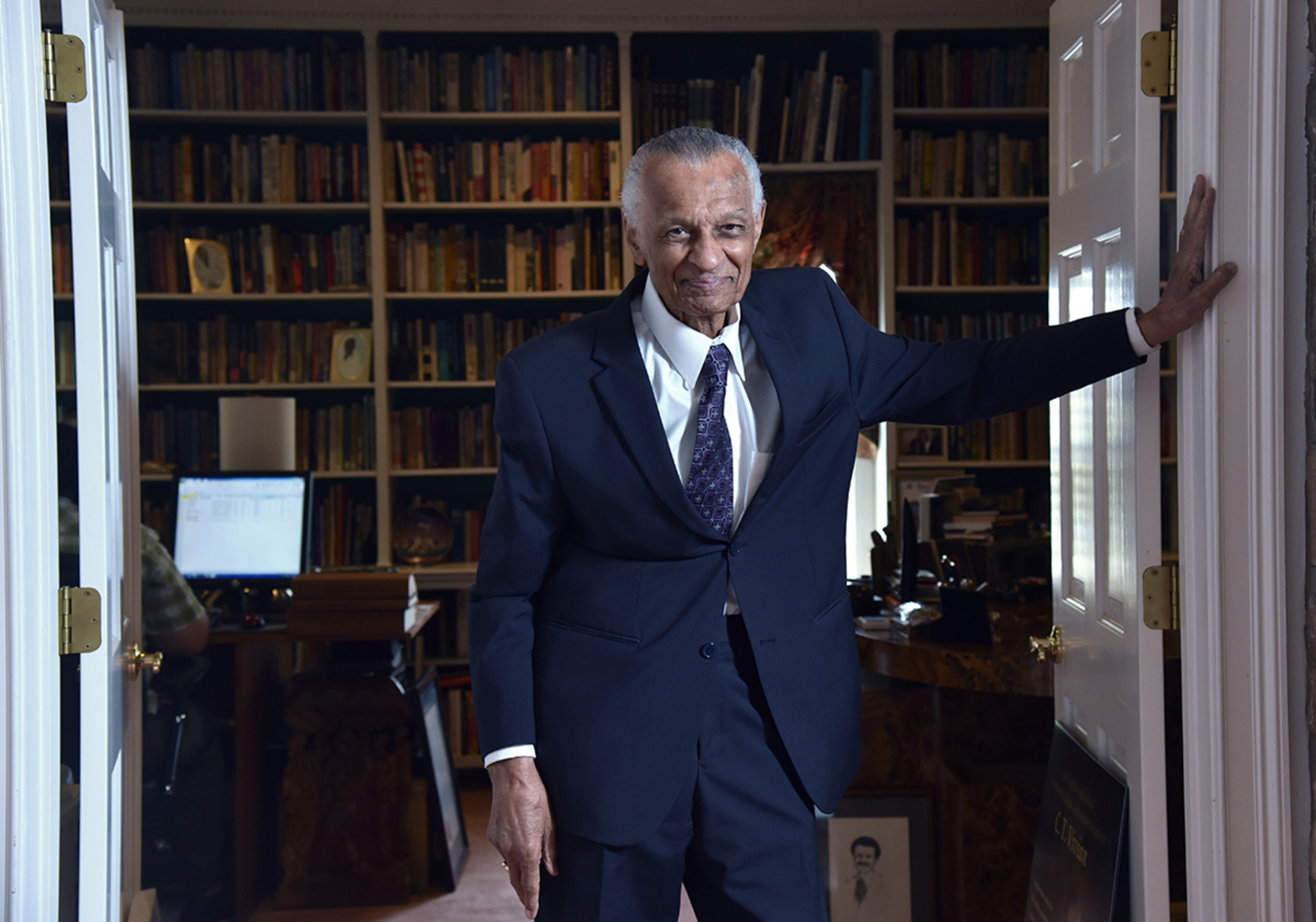 July 25, 2017 Atlanta - Portrait of C.T. Vivian at his home on Tuesday, July 25, 2017. The National Monuments Foundation will be acquiring and managing the world-class library of Atlanta Civil Rights icon, C.T. Vivian. The library will be housed in the new Cook Park in Vine City. Vivian lived in the same Vine City neighborhood that will border Cook Park where his library is to be constructed under a 101-foot Peace Column. The 6,000 volume C.T. Vivian Library is one of the most impressive private collections in the city. HYOSUB SHIN / HSHIN@AJC.COM