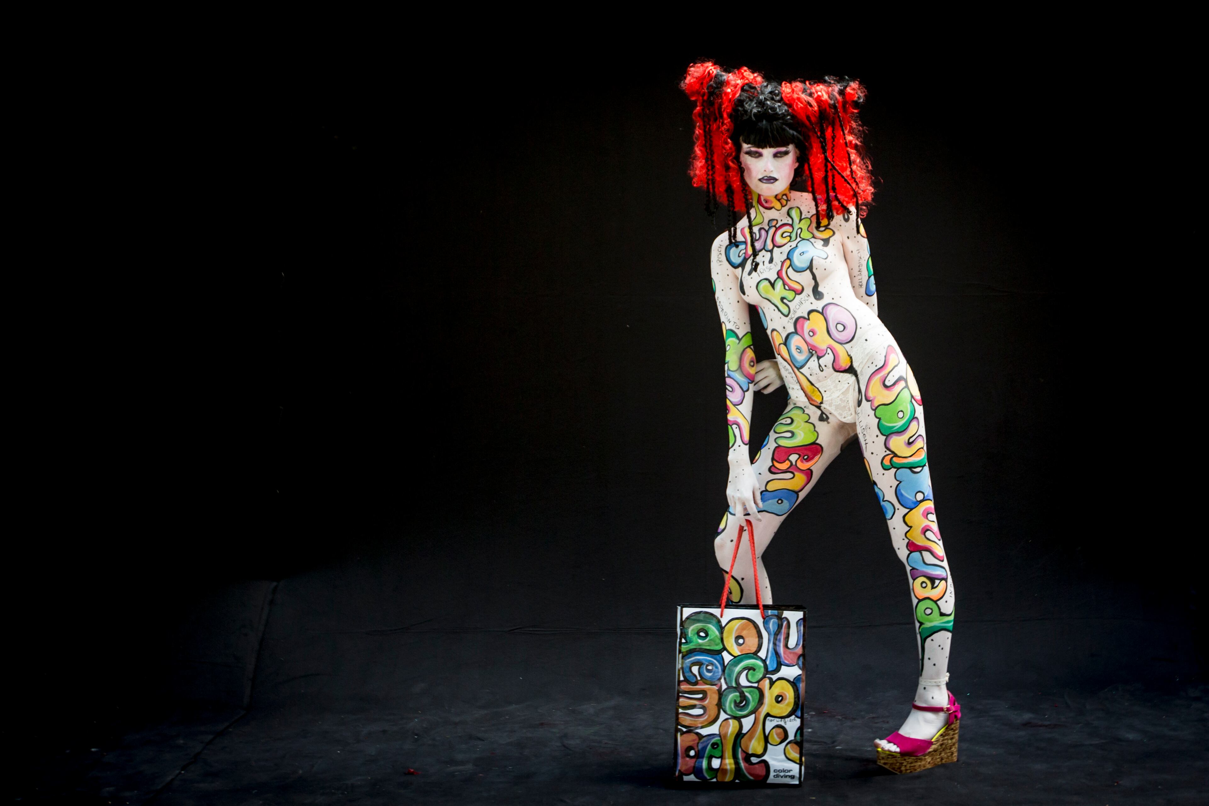 POERTSCHACH AM WOERTHERSEE, AUSTRIA - JULY 04: A model poses for a picture during the World Bodypainting Festival 2015 on July 4, 2015 in Poertschach am Woerthersee, Austria. (Photo by Jan Hetfleisch/Getty Images)