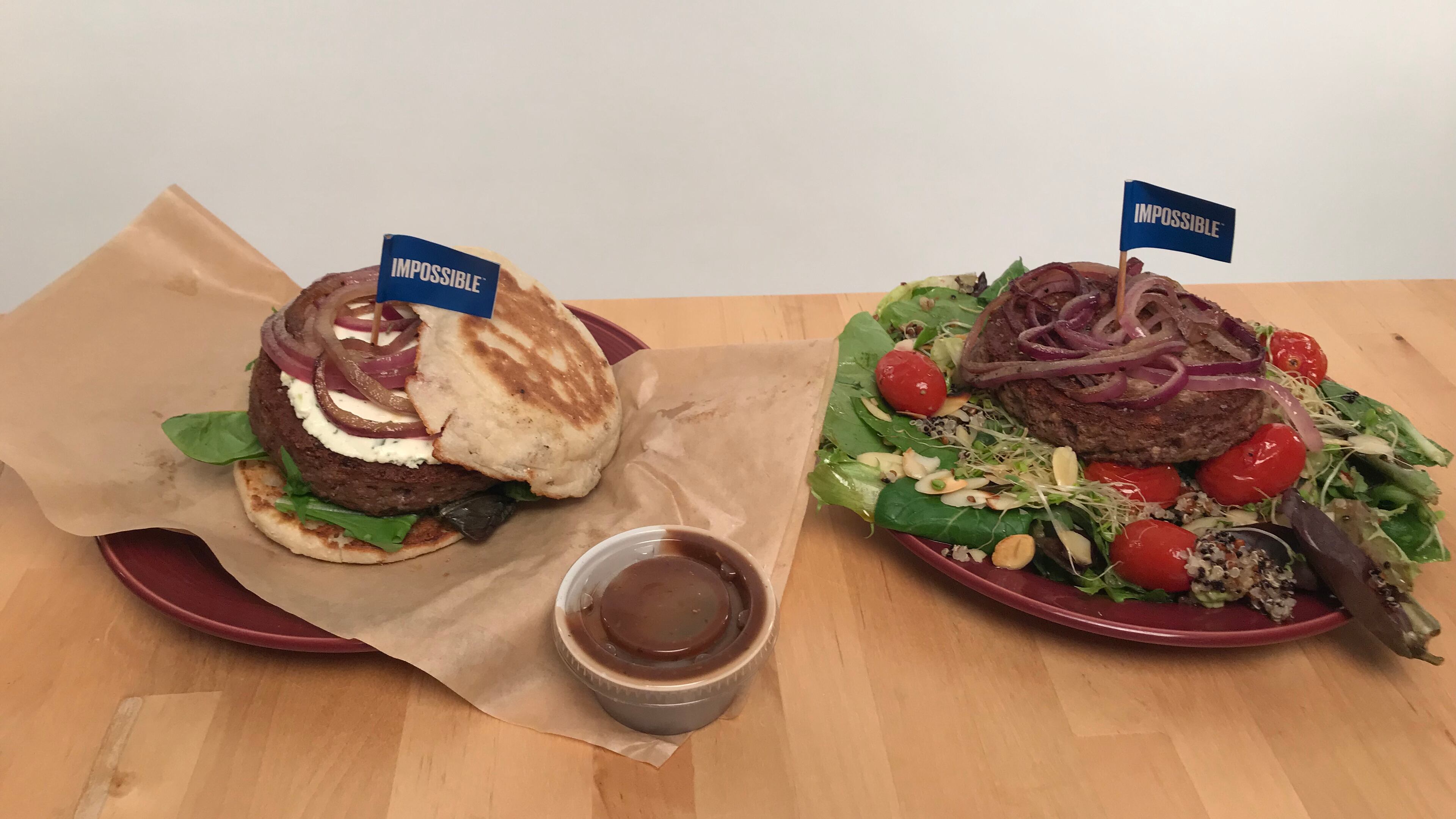 The Imossible Burger and salad from The Counter in Roswell. / Photo by Erica Hernandez