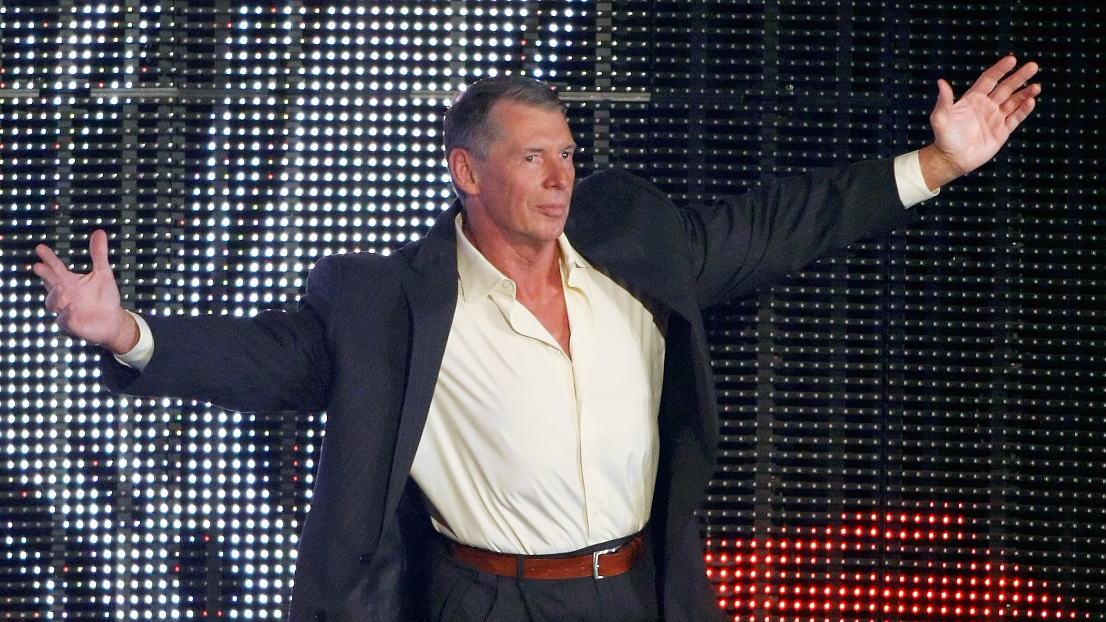 LAS VEGAS - AUGUST 24: World Wrestling Entertainment Inc. Chairman Vince McMahon is introduced during the WWE Monday Night Raw show at the Thomas & Mack Center August 24, 2009 in Las Vegas, Nevada. (Photo by Ethan Miller/Getty Images)