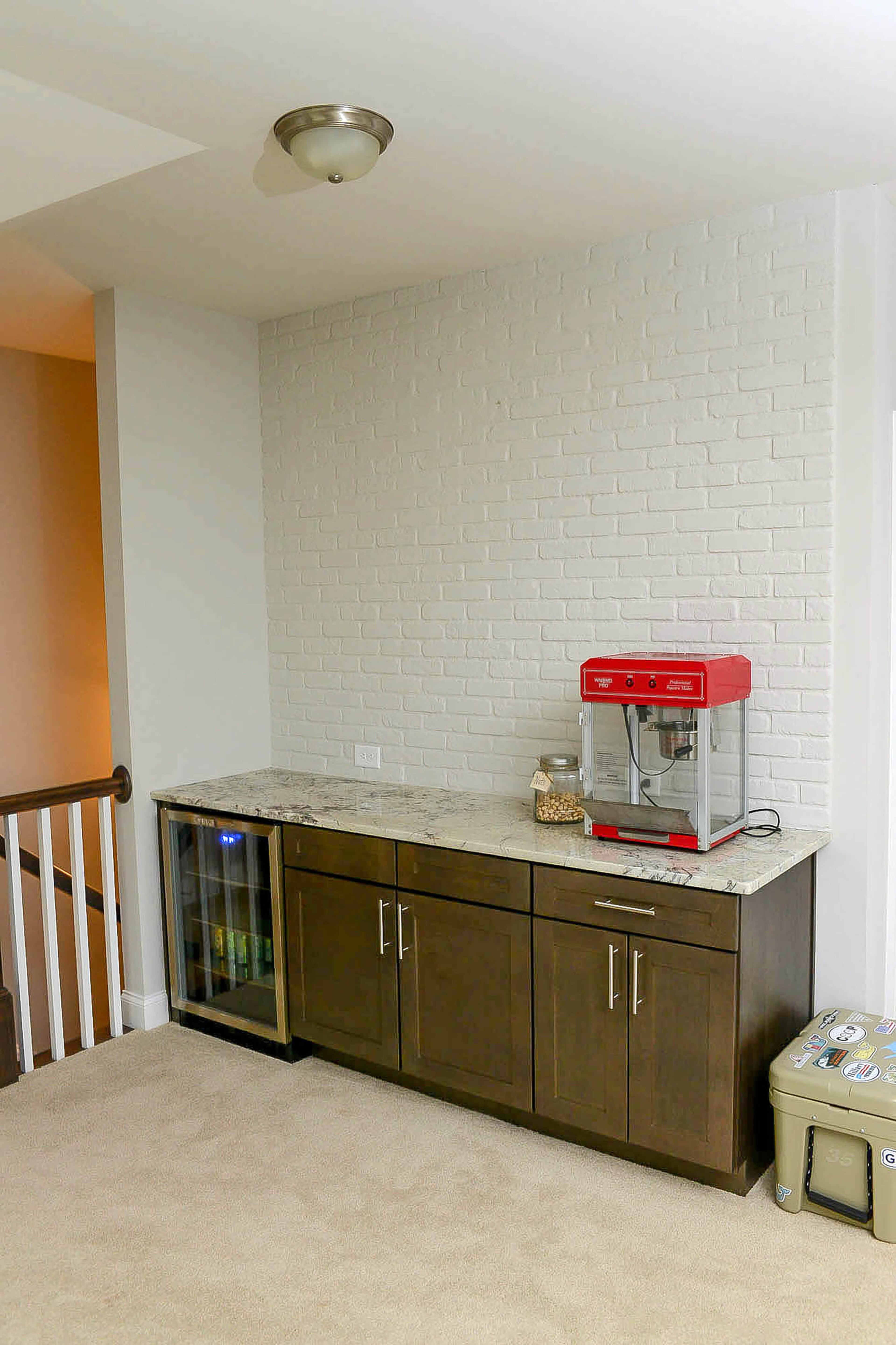 What teen doesn't want a snack bar in his hangout? Harvey recognized her sons and their friends needed to have drinks and snacks accessible. "I want them to be able to have fun and enjoy their space," she said.