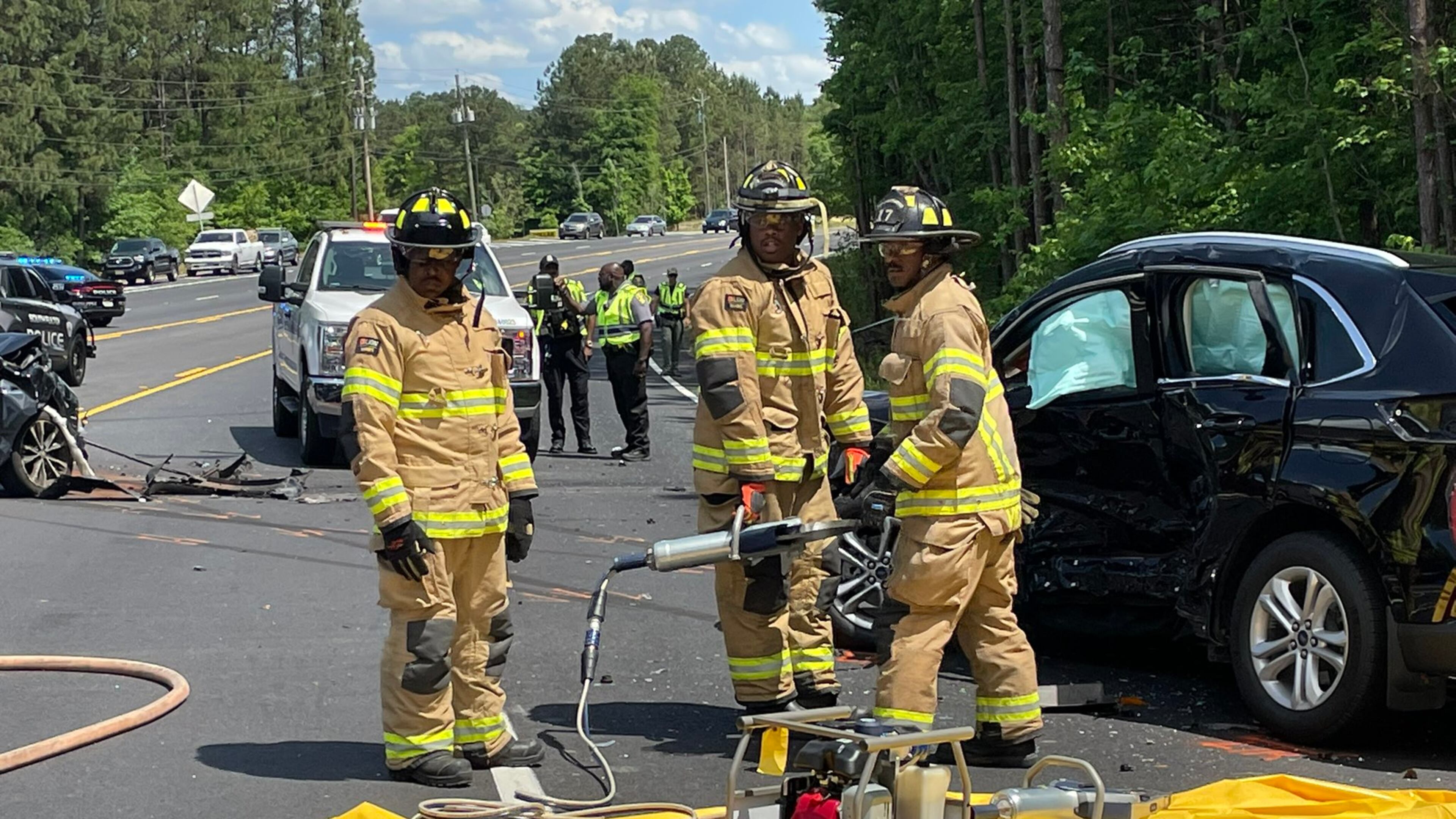 South Fulton firefighters were on the scene of a fatal crash at Jonesboro and Bethsaida roads Tuesday afternoon. Two people were killed in the wreck.