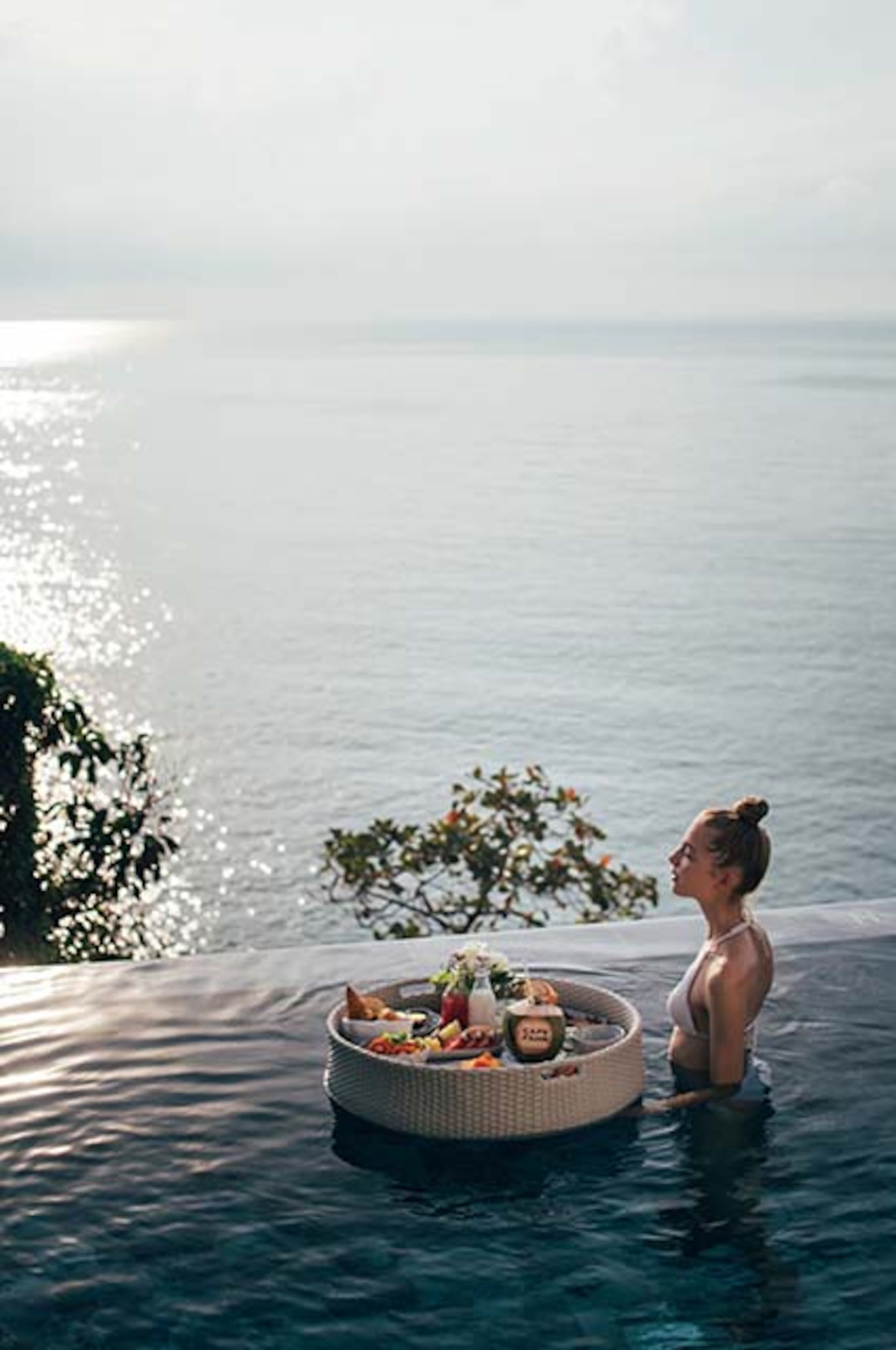 A floating breakfast (yes, breakfast in the pool!) at Cape Fahn Hotel in Thailand.