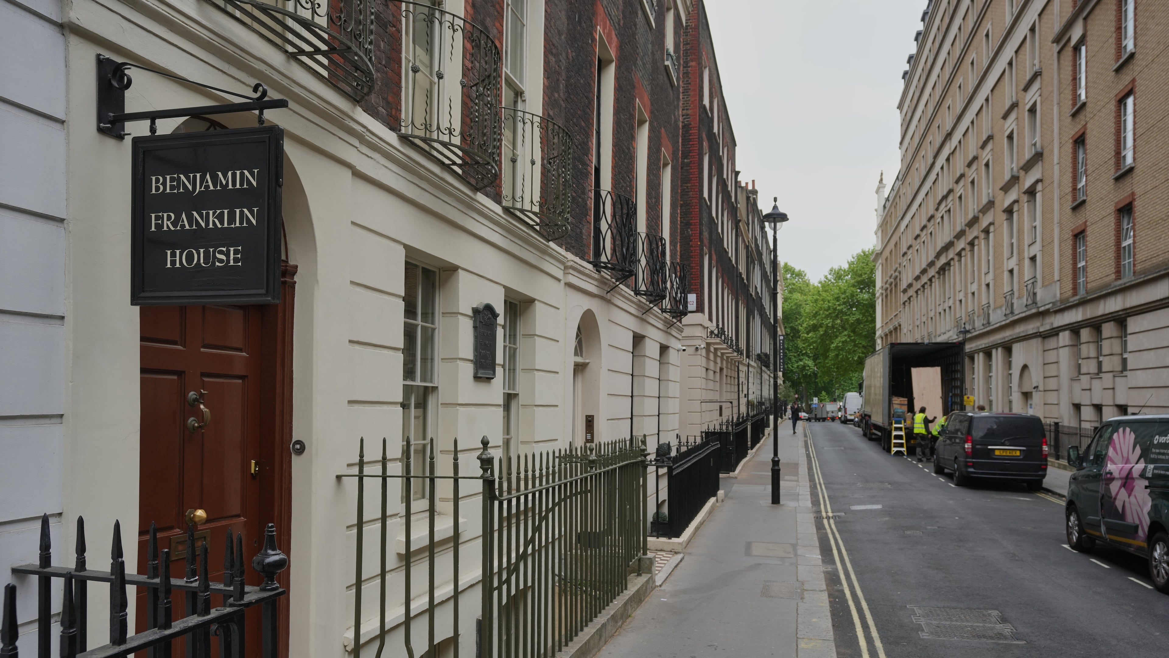 The Benjamin Franklin House is pictured in central London, Monday, May 11, 2026. (AP Photo/Kin Cheung)