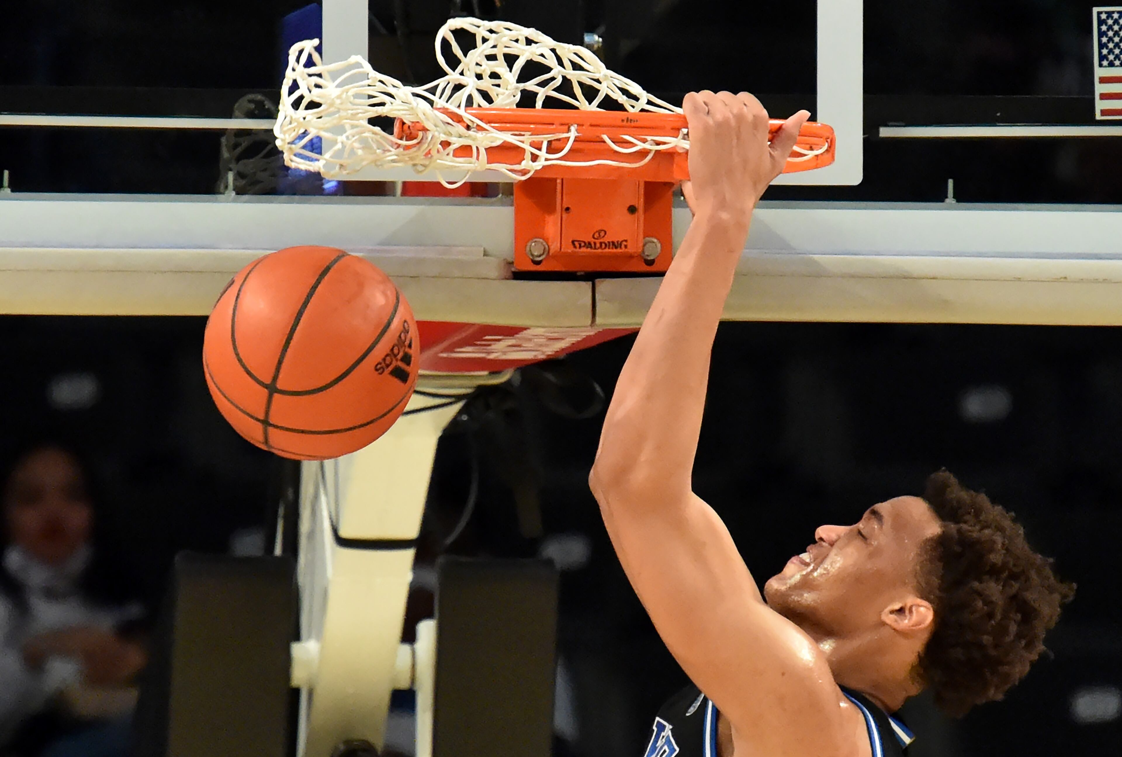 Duke forward Wendell Moore Jr. (0) dunks the ball in the first half of a NCAA college basketball game at Georgia Tech's McCamish Pavilion in Atlanta on Tuesday, March 2, 2021. (Hyosub Shin / Hyosub.Shin@ajc.com)