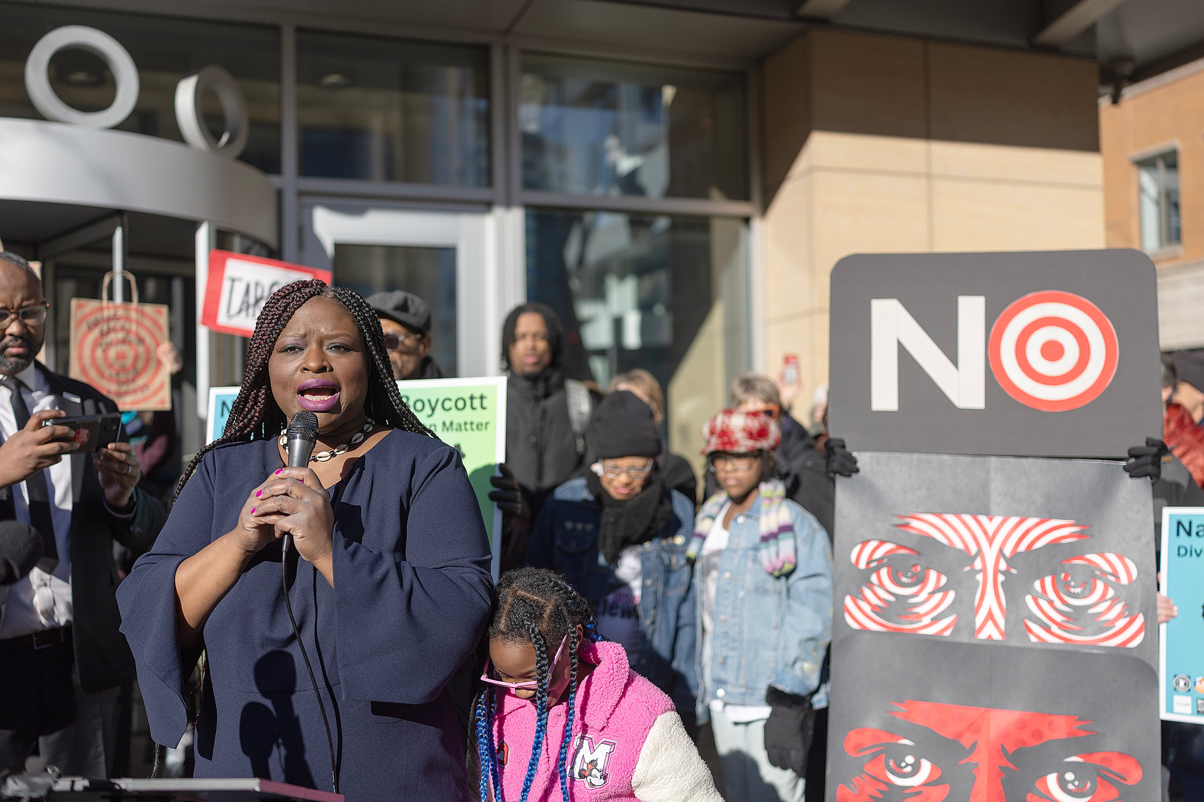 Nekima Valdez Levy Armstrong speaks outside Target Headquarters in Minneapolis, on Thursday, Jan. 30, 2025. (Elizabeth Flores/Minnesota Star Tribune/TNS)