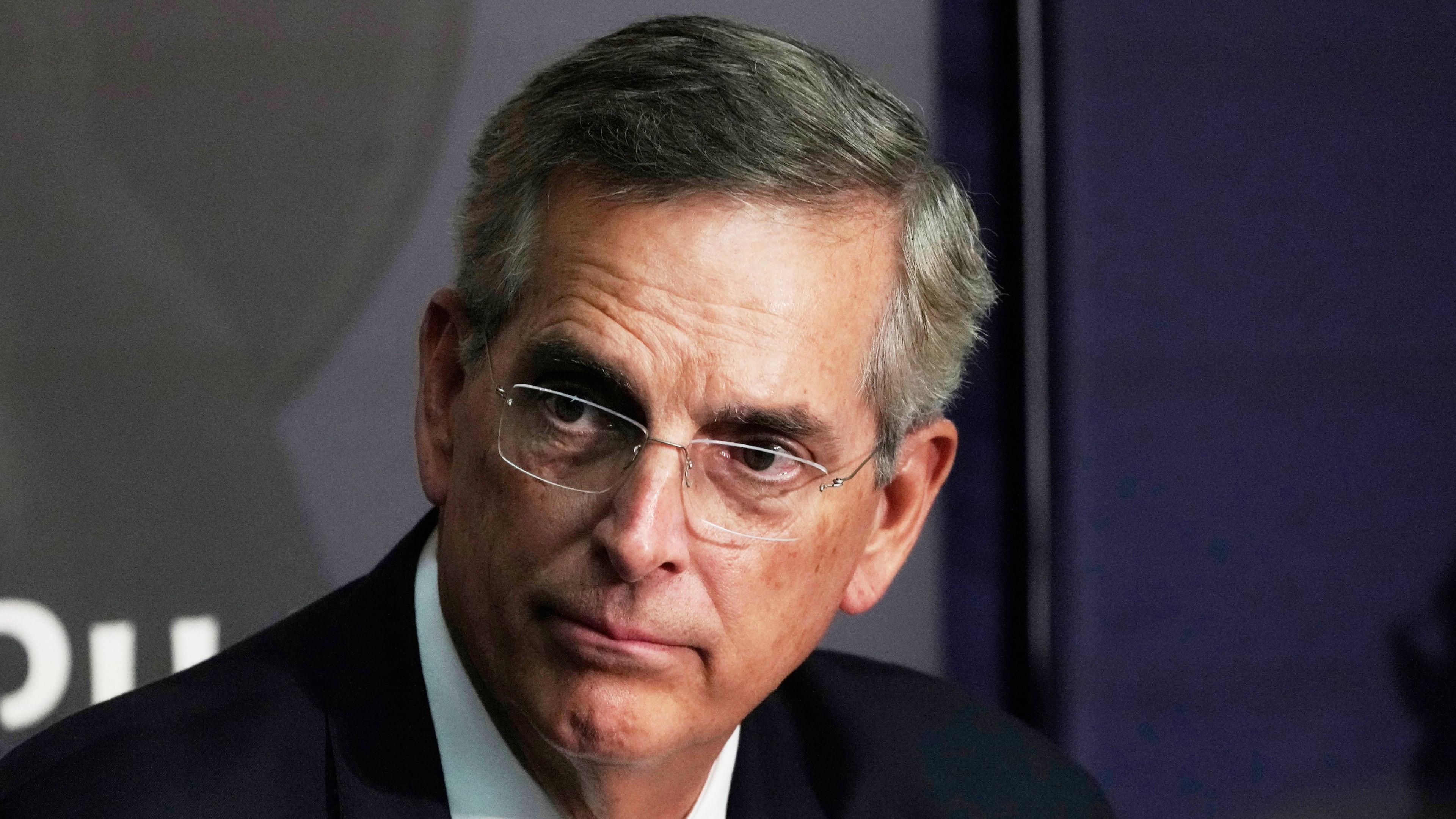 FILE - Georgia Secretary of State Brad Raffensperger participates in an election forum, Sept. 19, 2024, in Ann Arbor, Mich. (AP Photo/Carlos Osorio, File)