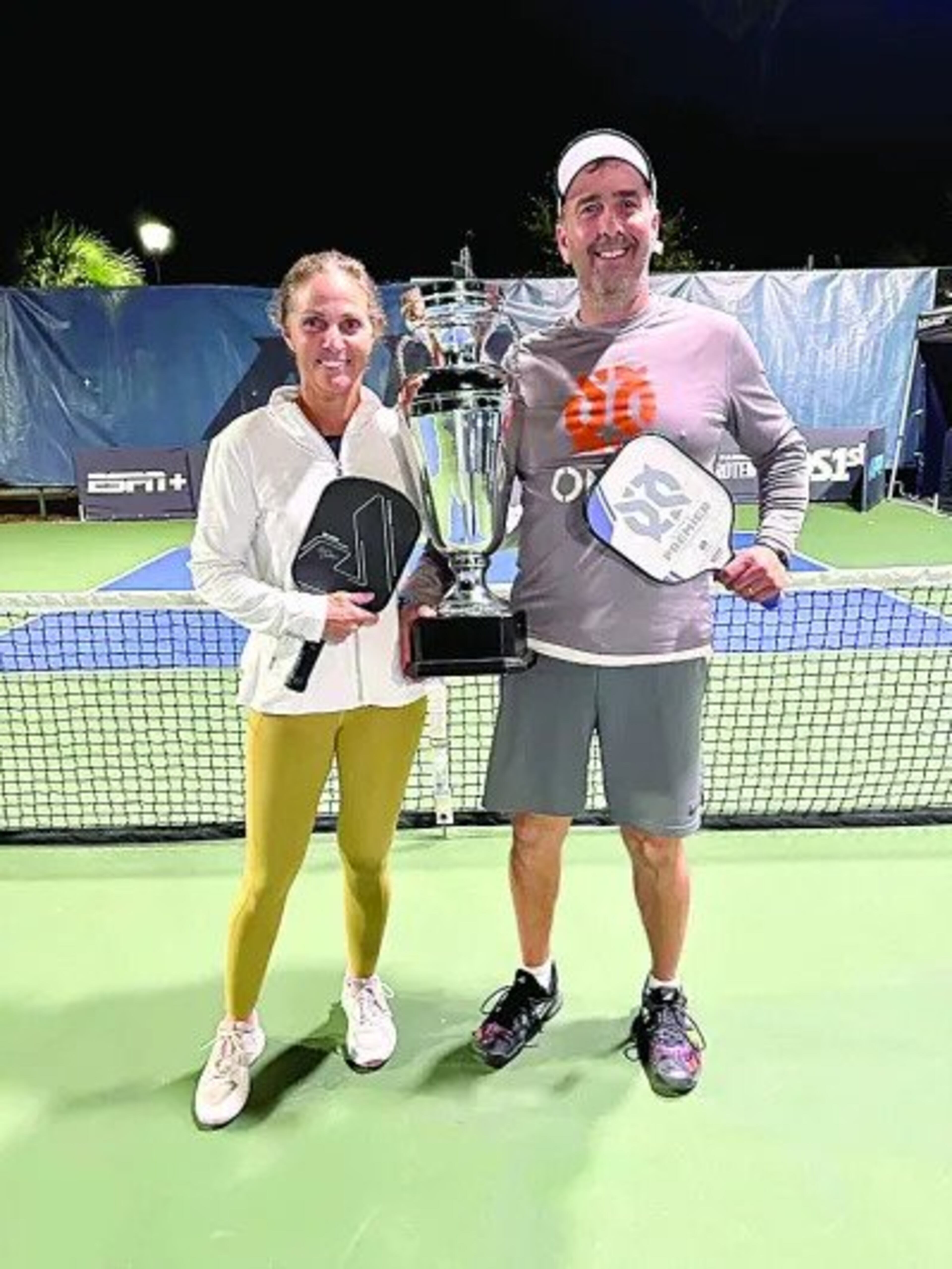 Simon with doubles partner Dan Granot with their trophy from the Hilton Head Open.