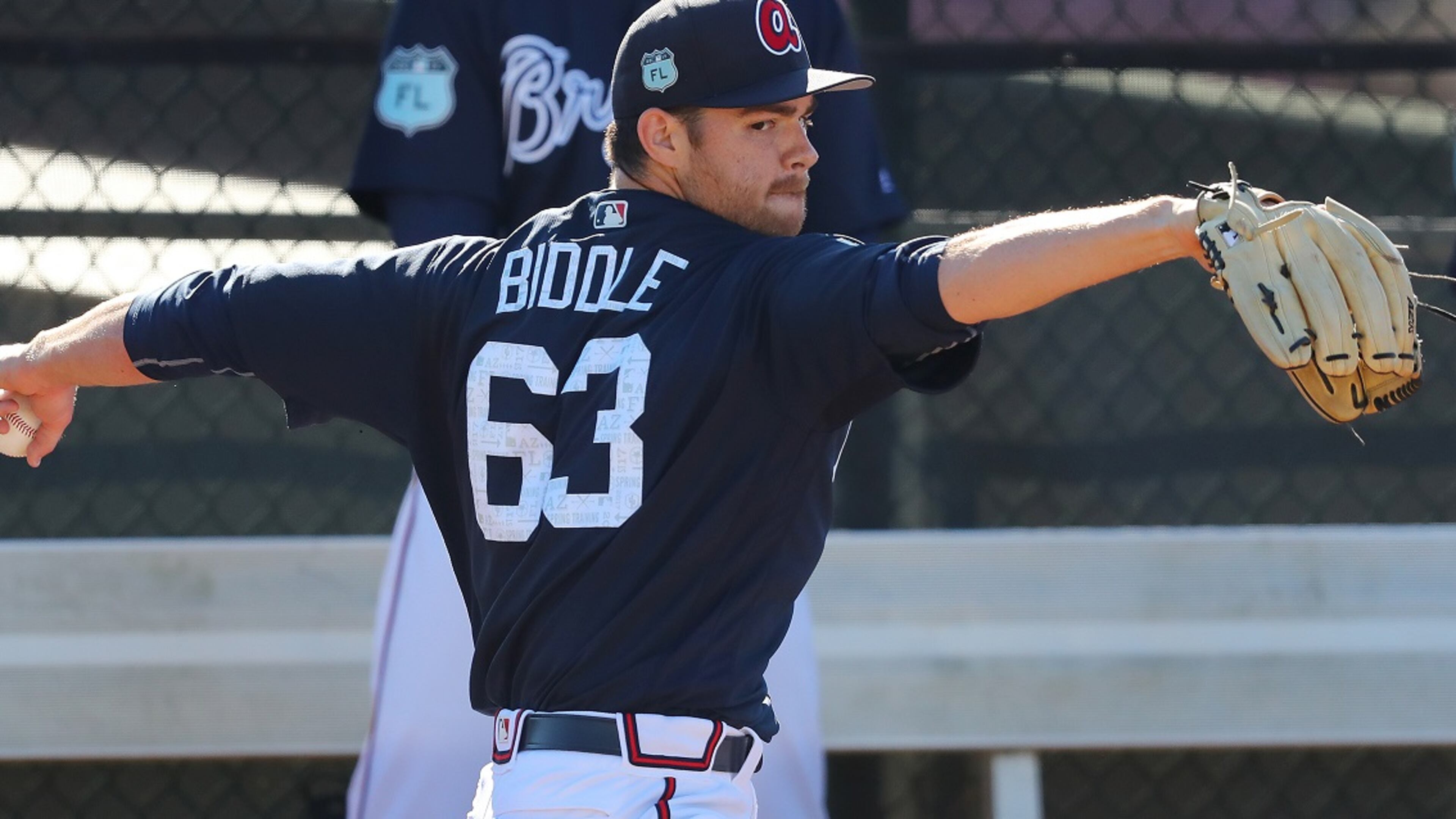 Jesse Biddle, pictured during spring training, got the win in his major league debut Saturday, eight years after he was a first-round draft pick. (Curtis Compton/ccompton@ajc.com)